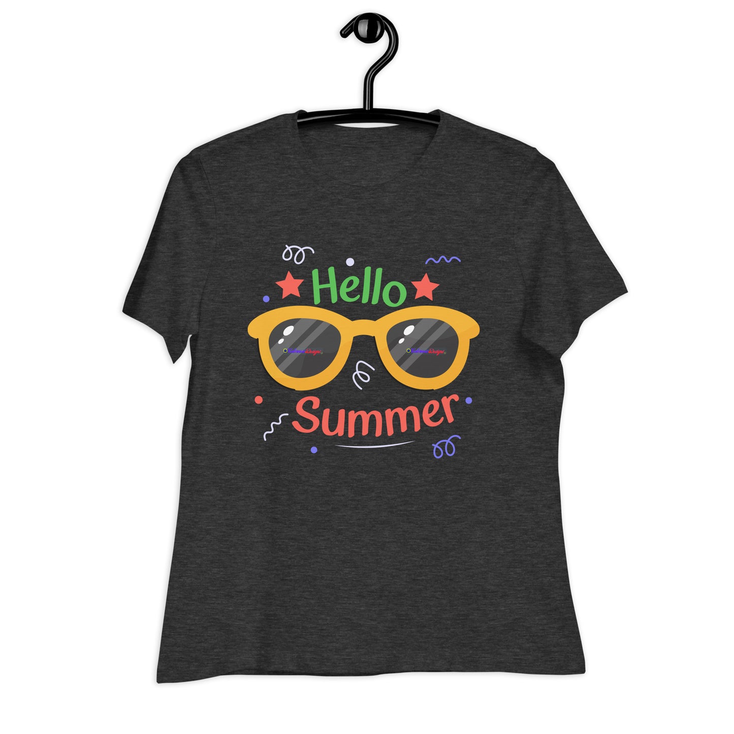 Hello Summer, Summer Vacation Sun Glasses, Stars, CALMNESS DESIGNS, Creative Designer's, Women's Relaxed T-Shirt