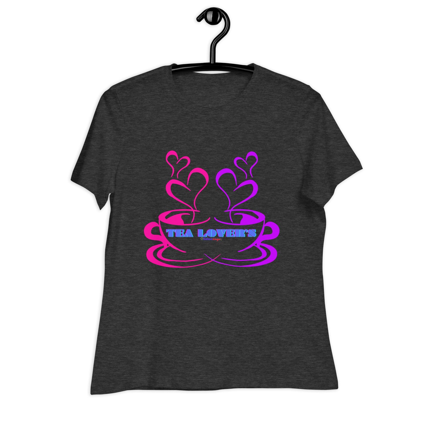 TEA LOVER'S 2 CUPS of COFFEE, Hearts, CALMNESS DESIGNS, Creative Designer's, Women's Relaxed T-Shirt