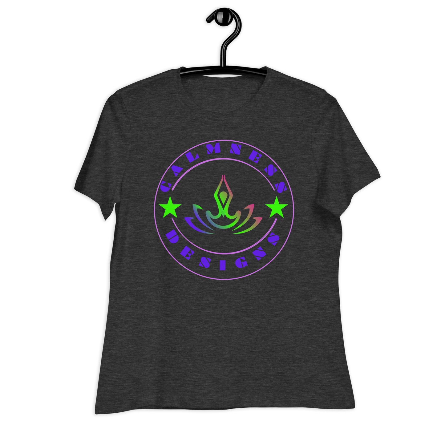 Yoga Meditation, Lotus Pose, Stars, CALMNESS DESIGNS, Creative Designer's, Women's Relaxed T-Shirt