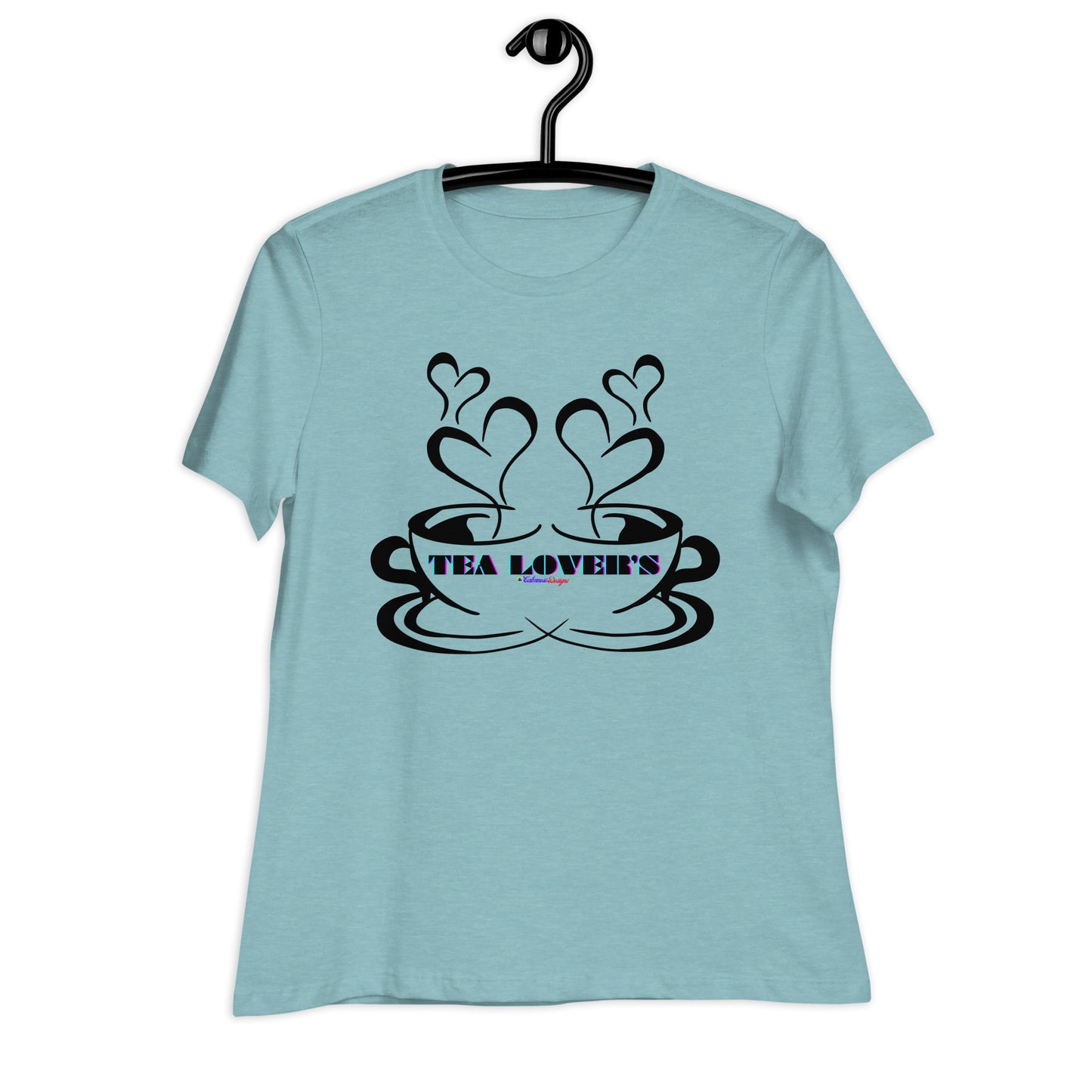 TEA LOVER'S 2 CUPS of COFFEE, Hearts, CALMNESS DESIGNS, Creative Designer's, Women's Relaxed T-Shirt