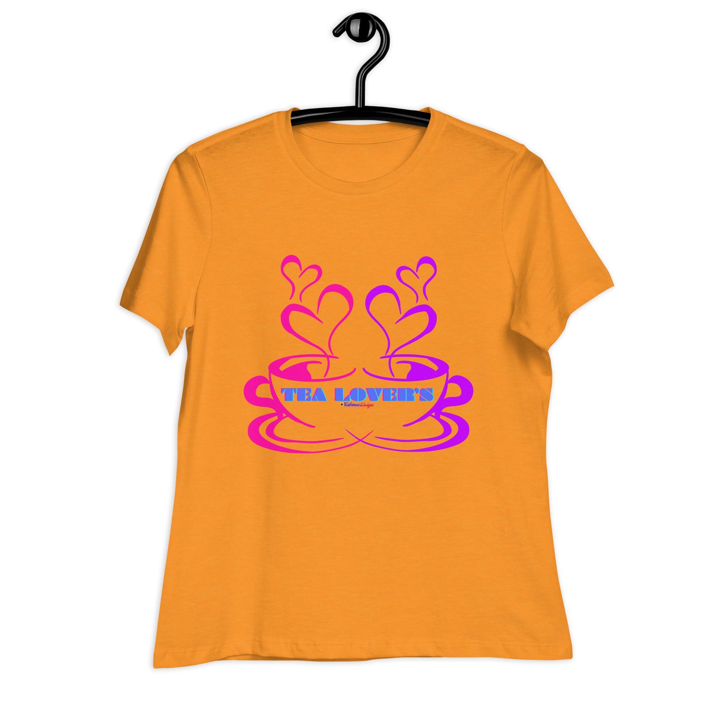 TEA LOVER'S 2 CUPS of COFFEE, Hearts, CALMNESS DESIGNS, Creative Designer's, Women's Relaxed T-Shirt