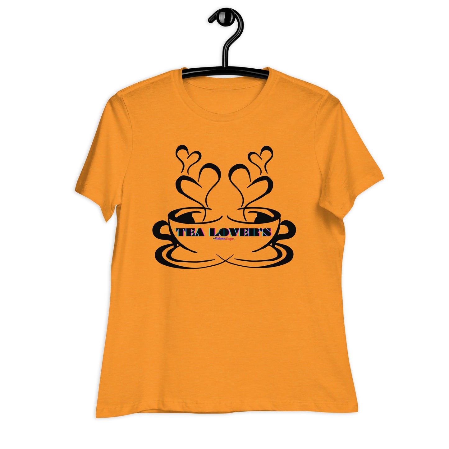 TEA LOVER'S 2 CUPS of COFFEE, Hearts, CALMNESS DESIGNS, Creative Designer's, Women's Relaxed T-Shirt