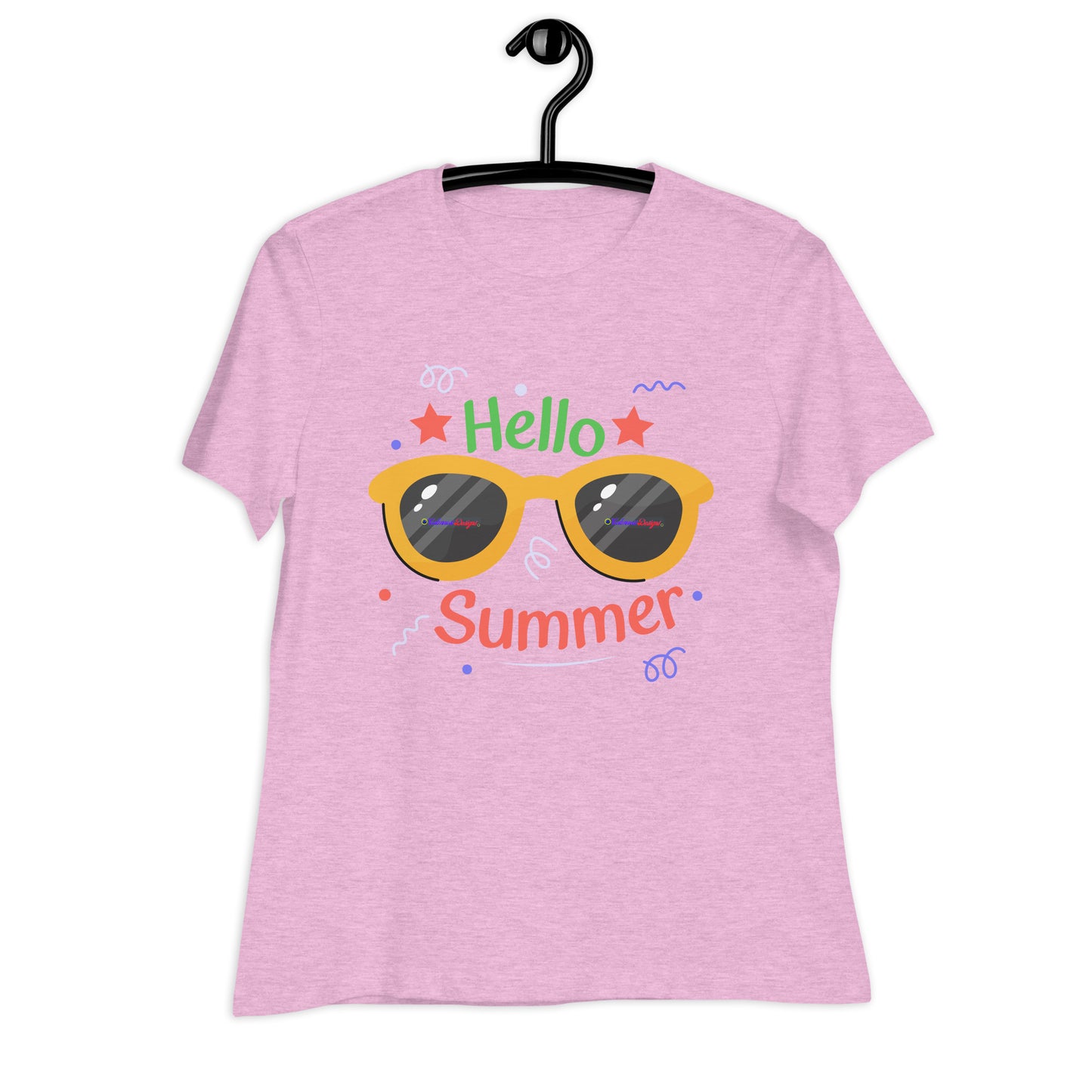 Hello Summer, Summer Vacation Sun Glasses, Stars, CALMNESS DESIGNS, Creative Designer's, Women's Relaxed T-Shirt