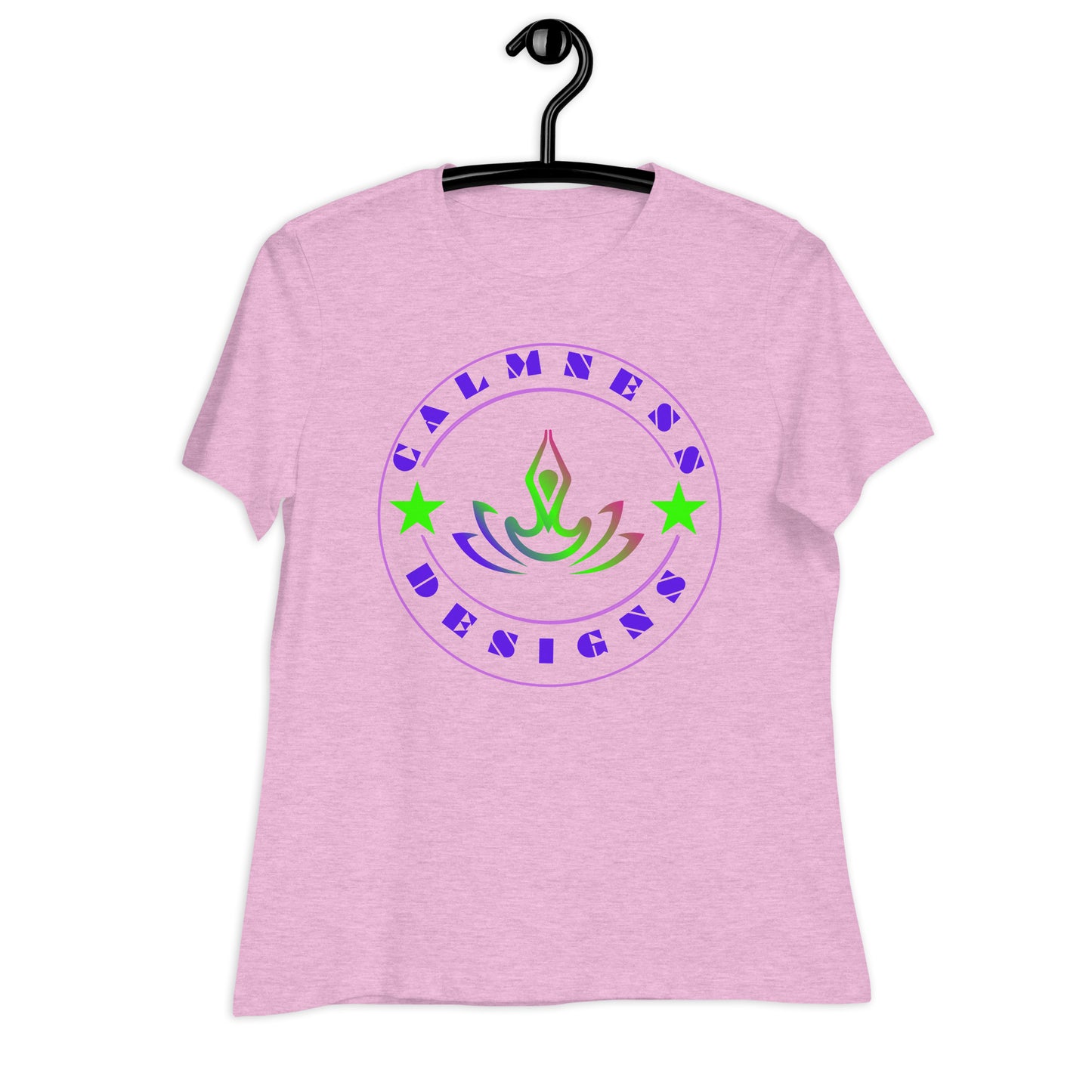 Yoga Meditation, Lotus Pose, Stars, CALMNESS DESIGNS, Creative Designer's, Women's Relaxed T-Shirt