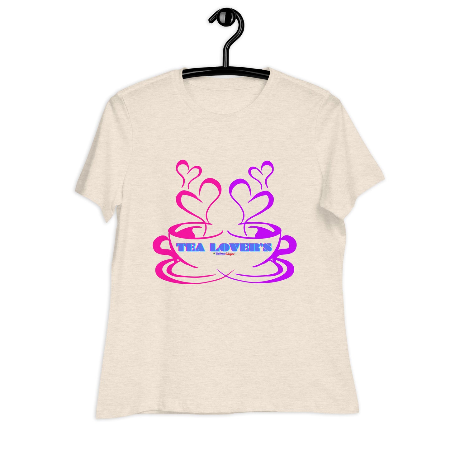 TEA LOVER'S 2 CUPS of COFFEE, Hearts, CALMNESS DESIGNS, Creative Designer's, Women's Relaxed T-Shirt