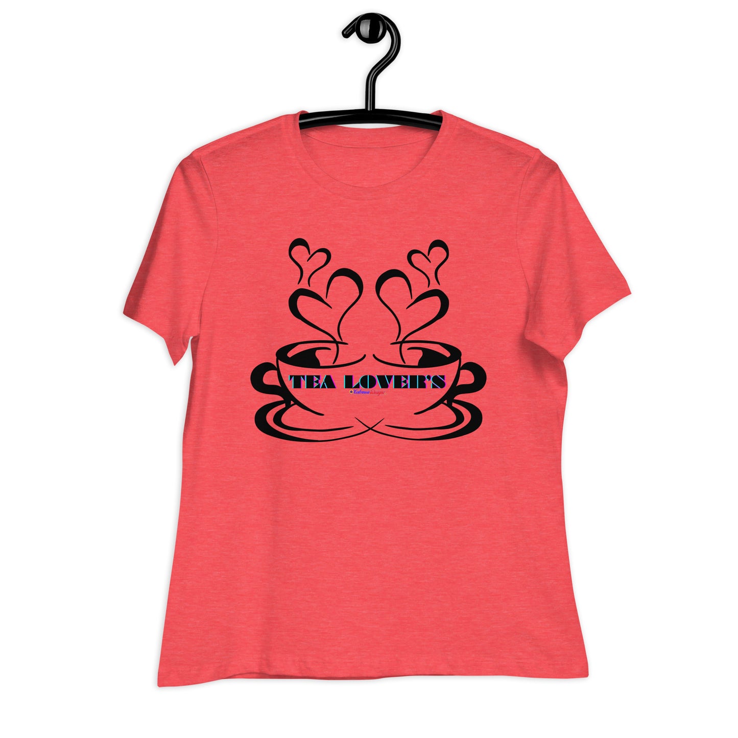 TEA LOVER'S 2 CUPS of COFFEE, Hearts, CALMNESS DESIGNS, Creative Designer's, Women's Relaxed T-Shirt