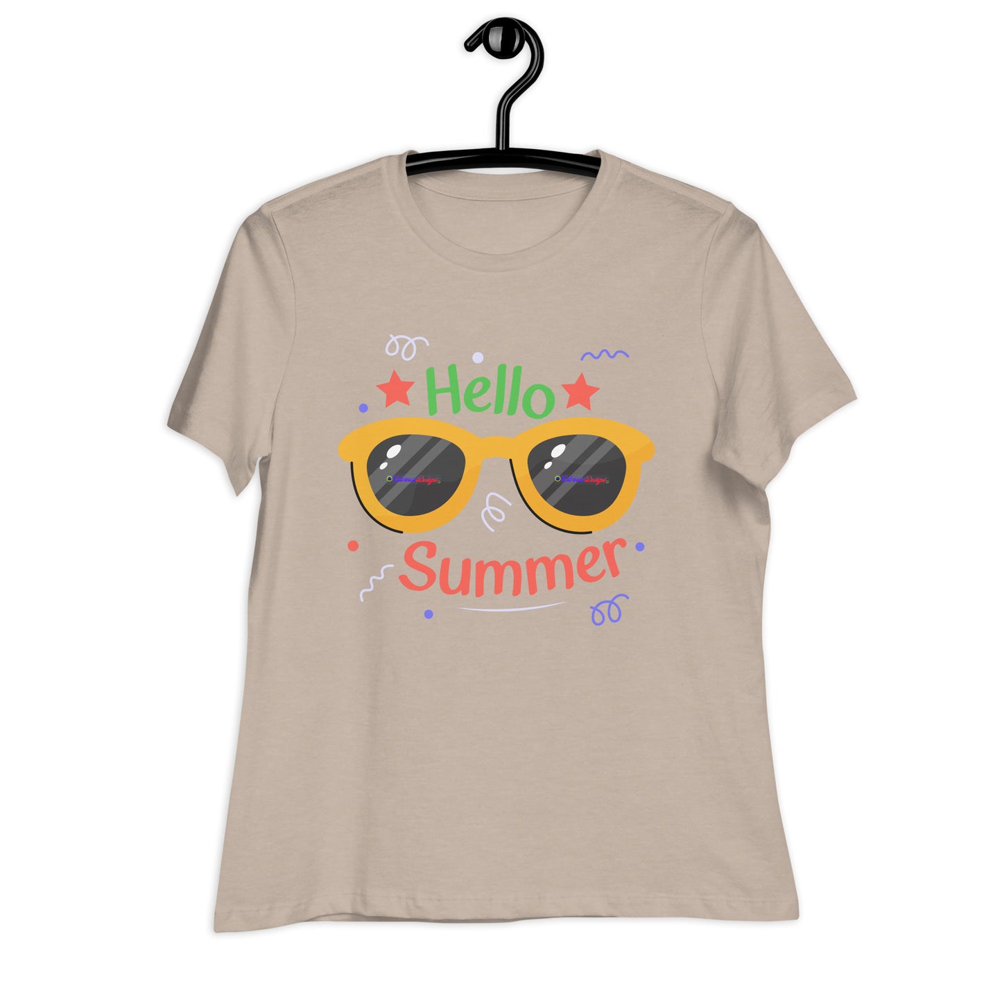 Hello Summer, Summer Vacation Sun Glasses, Stars, CALMNESS DESIGNS, Creative Designer's, Women's Relaxed T-Shirt