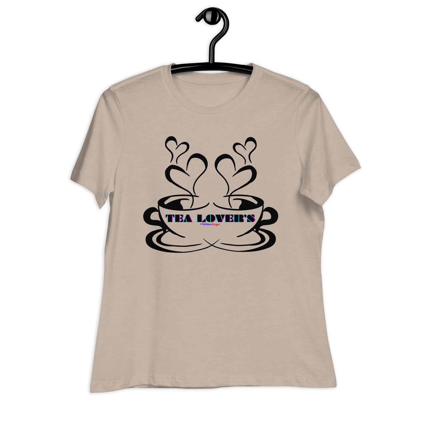 TEA LOVER'S 2 CUPS of COFFEE, Hearts, CALMNESS DESIGNS, Creative Designer's, Women's Relaxed T-Shirt