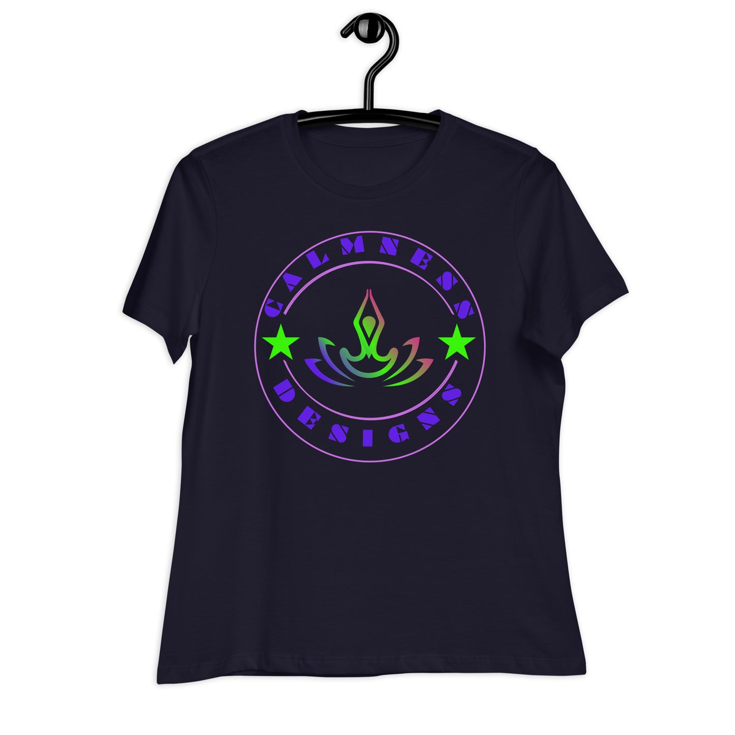 Yoga Meditation, Lotus Pose, Stars, CALMNESS DESIGNS, Creative Designer's, Women's Relaxed T-Shirt