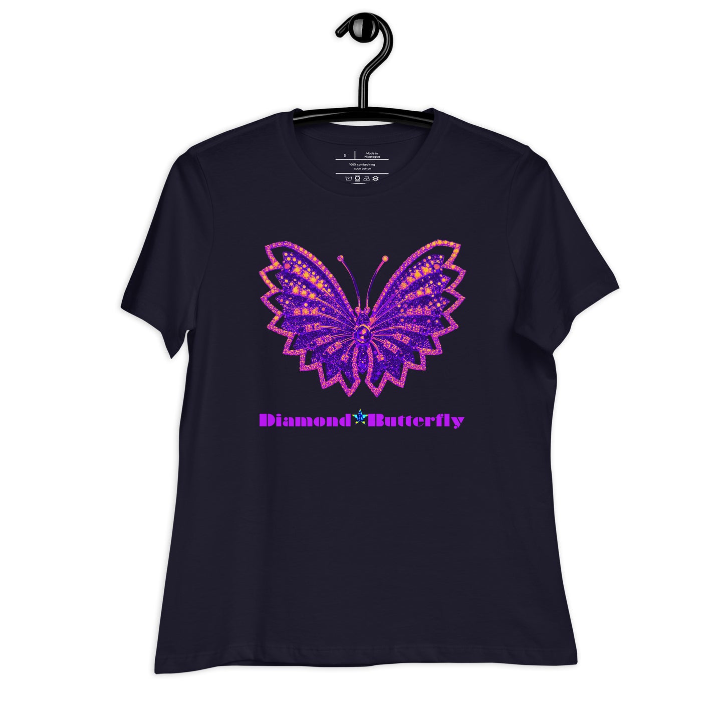 Designer Diamond Butterfly Brooch, CALMNESS DESIGNS, Women's Relaxed T-Shirt
