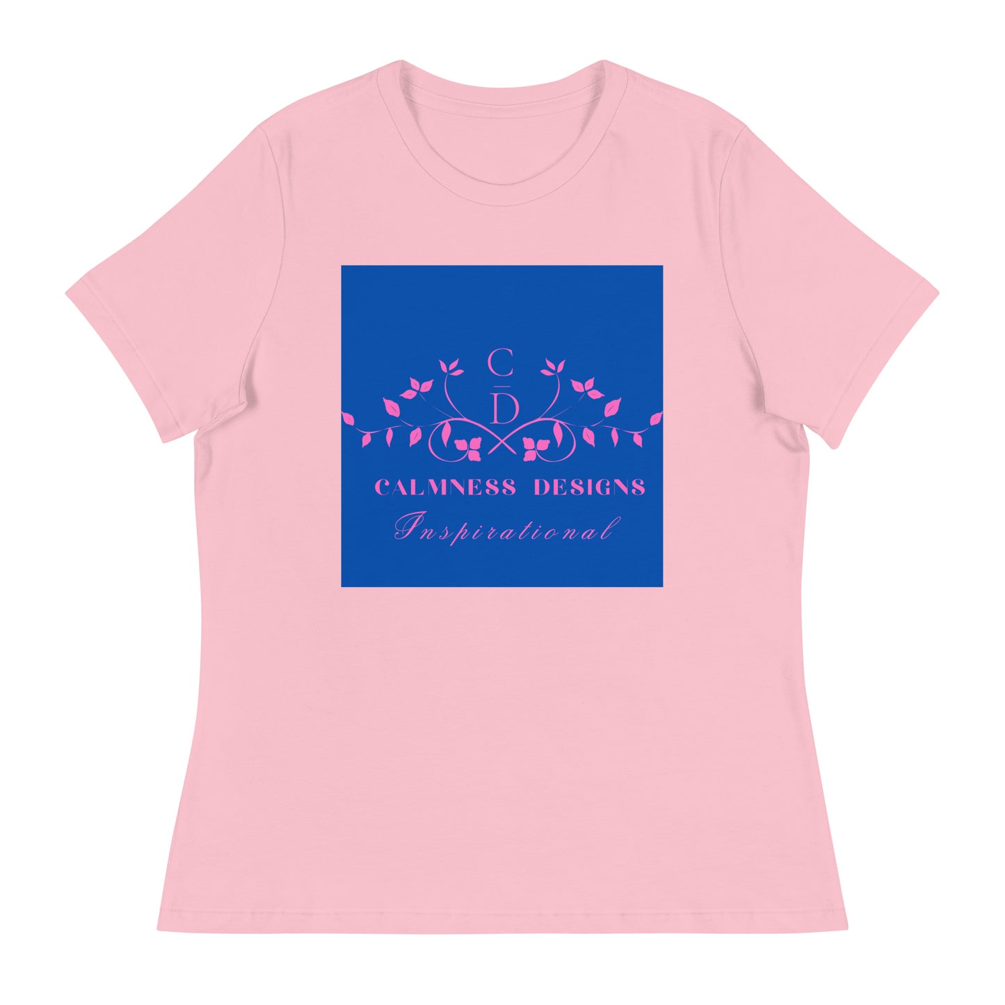 Ivory Pink Traditional Couple Monogram Wedding Logo, Calmness Designs, Creative Designs, Women's Relaxed T-Shirt