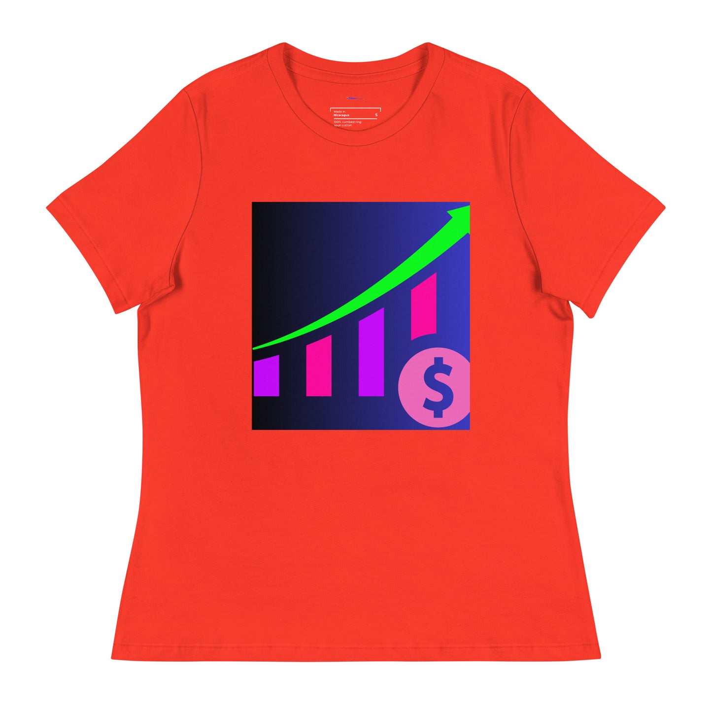 Money Growth, Growth Chart, Arrow, Dollar-Sign ,Calmness Designs, Creative Designs, Women's Relaxed T-Shirt