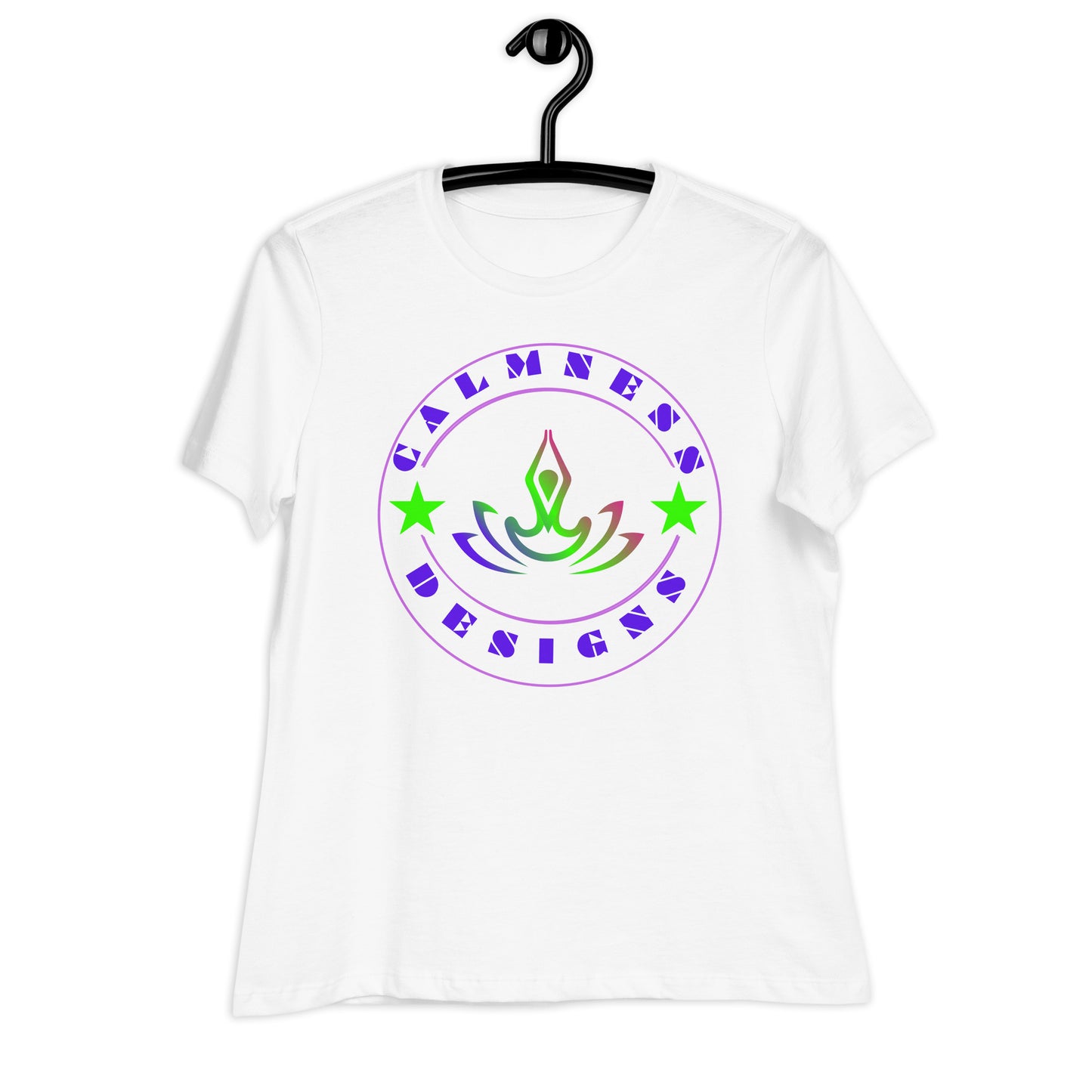 Yoga Meditation, Lotus Pose, Stars, CALMNESS DESIGNS, Creative Designer's, Women's Relaxed T-Shirt