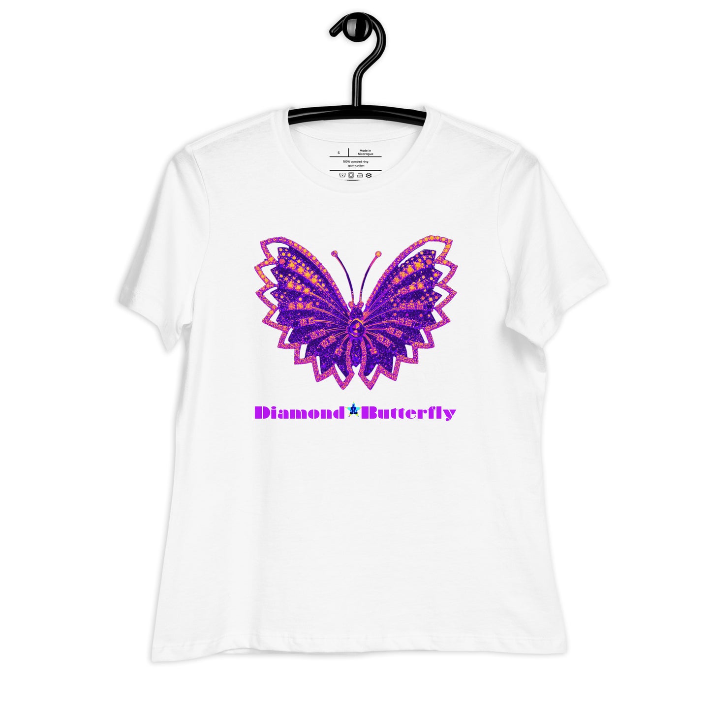 Designer Diamond Butterfly Brooch, CALMNESS DESIGNS, Women's Relaxed T-Shirt