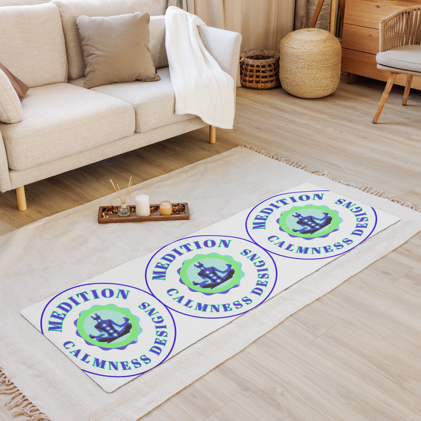 Retro Circle, MEDITION, CALMNESS DESIGNS LOGO, Creative Designer's, Yoga mat