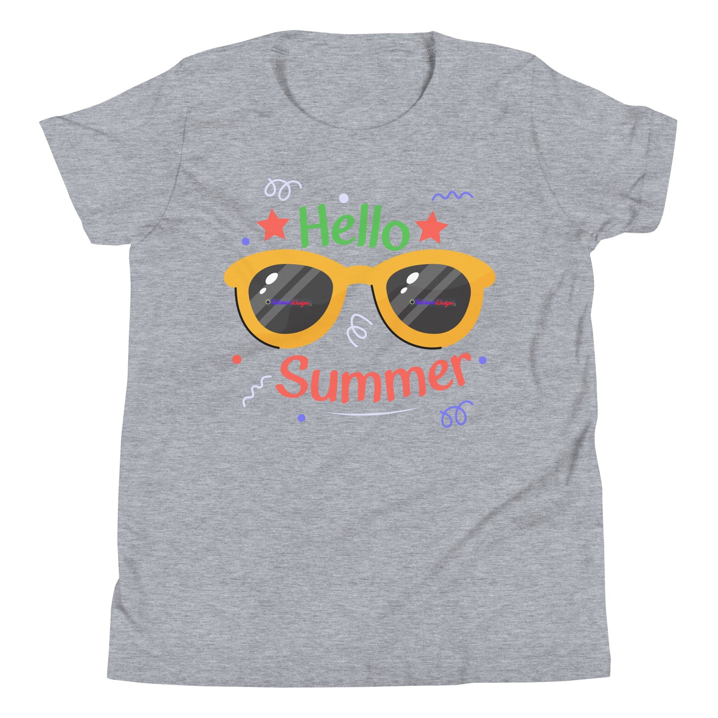 Hello Summer, Summer Vacation Sun Glasses, Stars, CALMNESS DESIGNS, Creative Designer's, Youth Short Sleeve T-Shirt