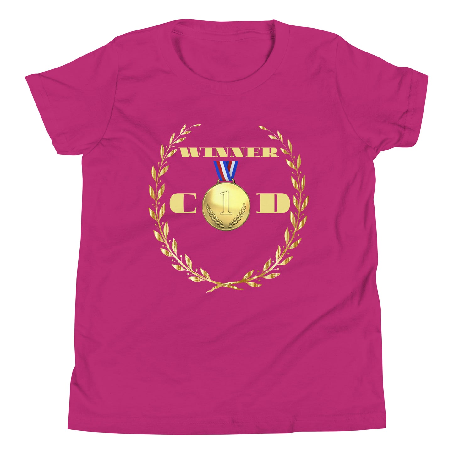GOLD Wreath, GOLD-MEDAL, WINNER, #1 (C D), CALMNESS DESIGNS, Creative Designer's, Youth Short Sleeve T-Shirt