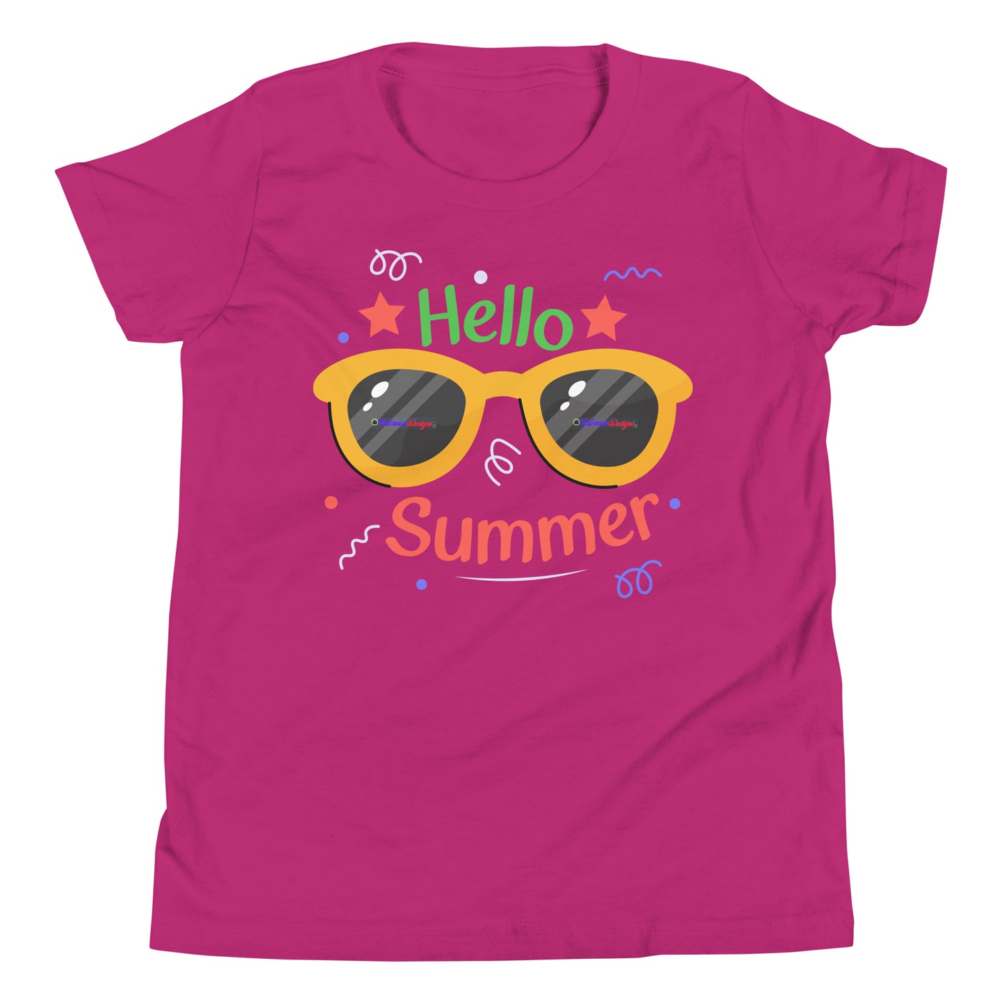Hello Summer, Summer Vacation Sun Glasses, Stars, CALMNESS DESIGNS, Creative Designer's, Youth Short Sleeve T-Shirt