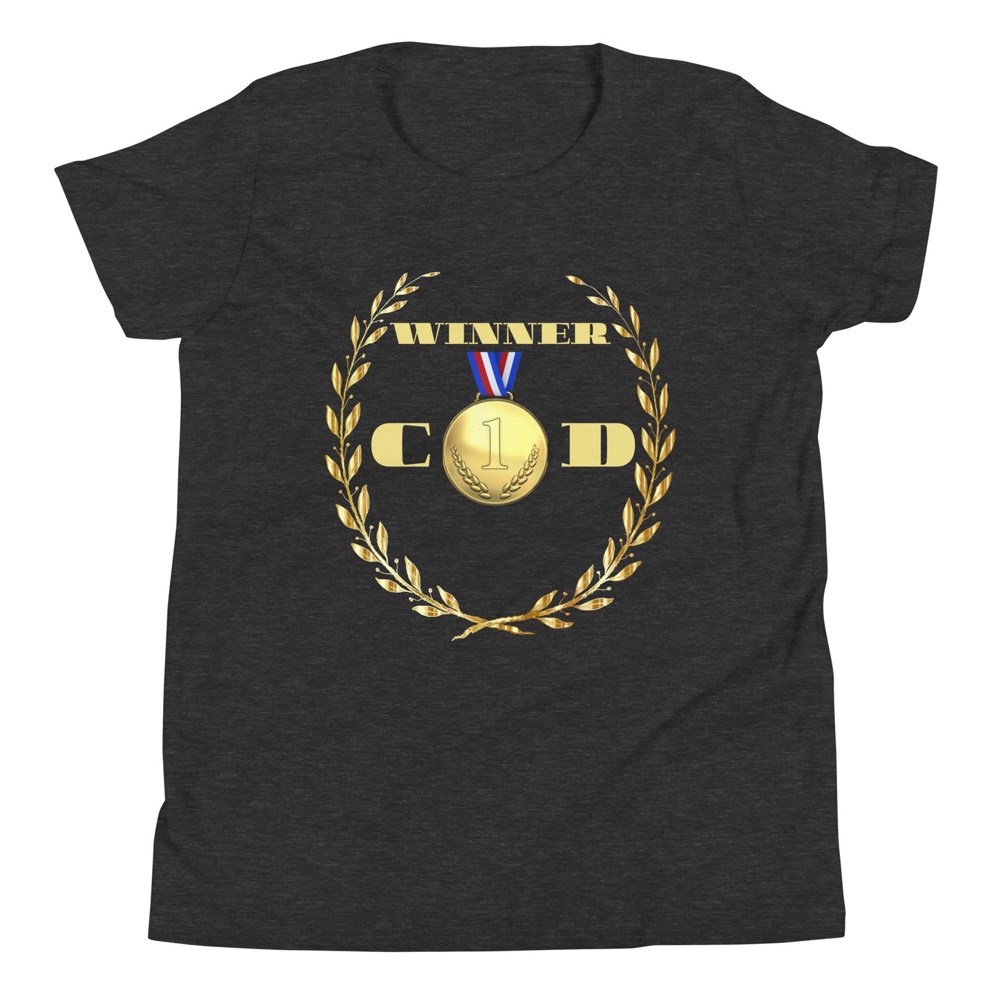 GOLD Wreath, GOLD-MEDAL, WINNER, #1 (C D), CALMNESS DESIGNS, Creative Designer's, Youth Short Sleeve T-Shirt