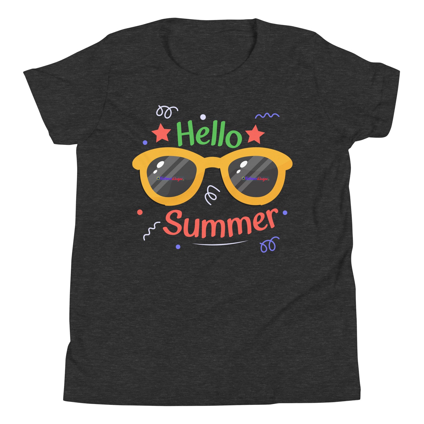 Hello Summer, Summer Vacation Sun Glasses, Stars, CALMNESS DESIGNS, Creative Designer's, Youth Short Sleeve T-Shirt