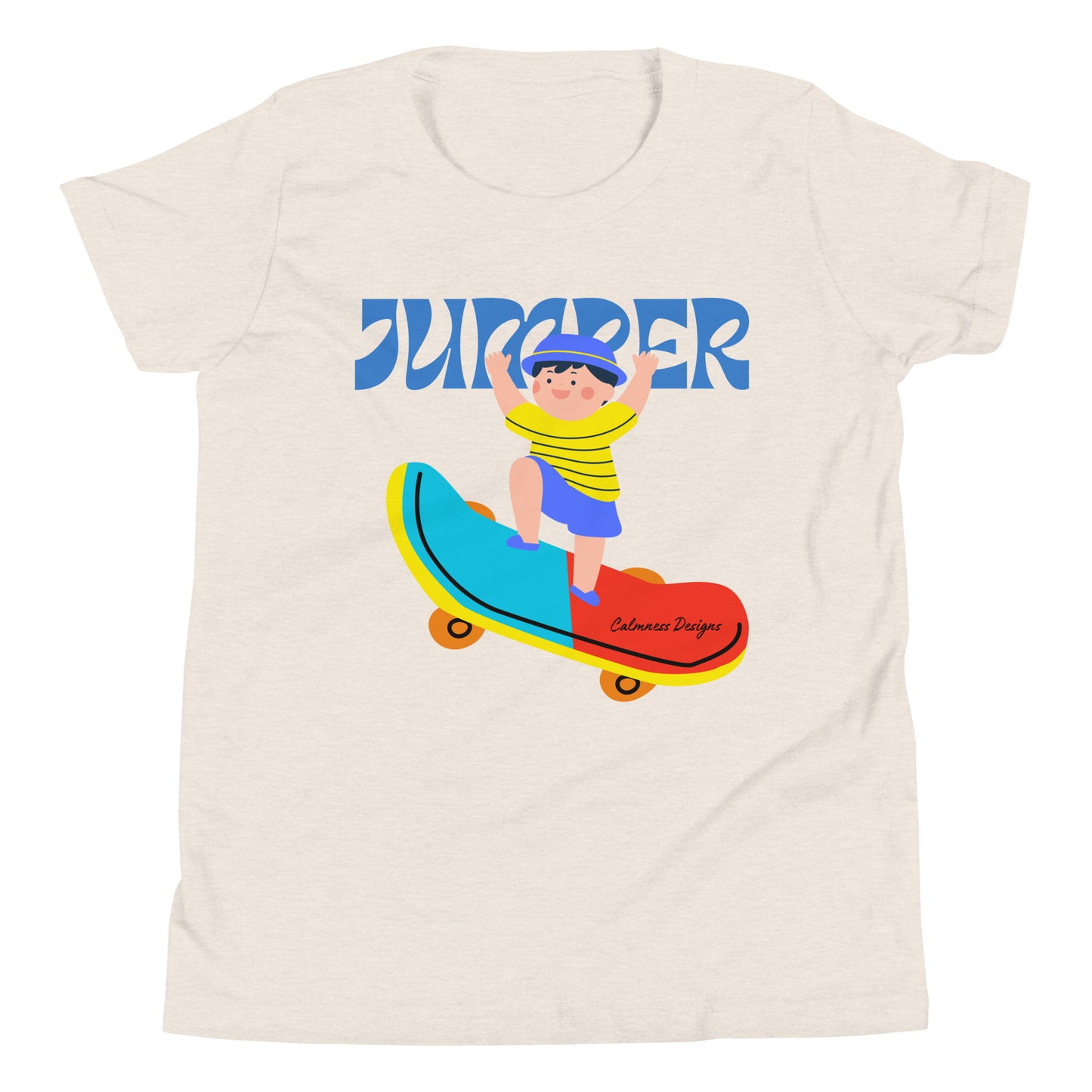 Asian Kid Jumping and Skate-Board, CALMNESS DESIGNS, Creative Designer's, Youth Short Sleeve T-Shirt