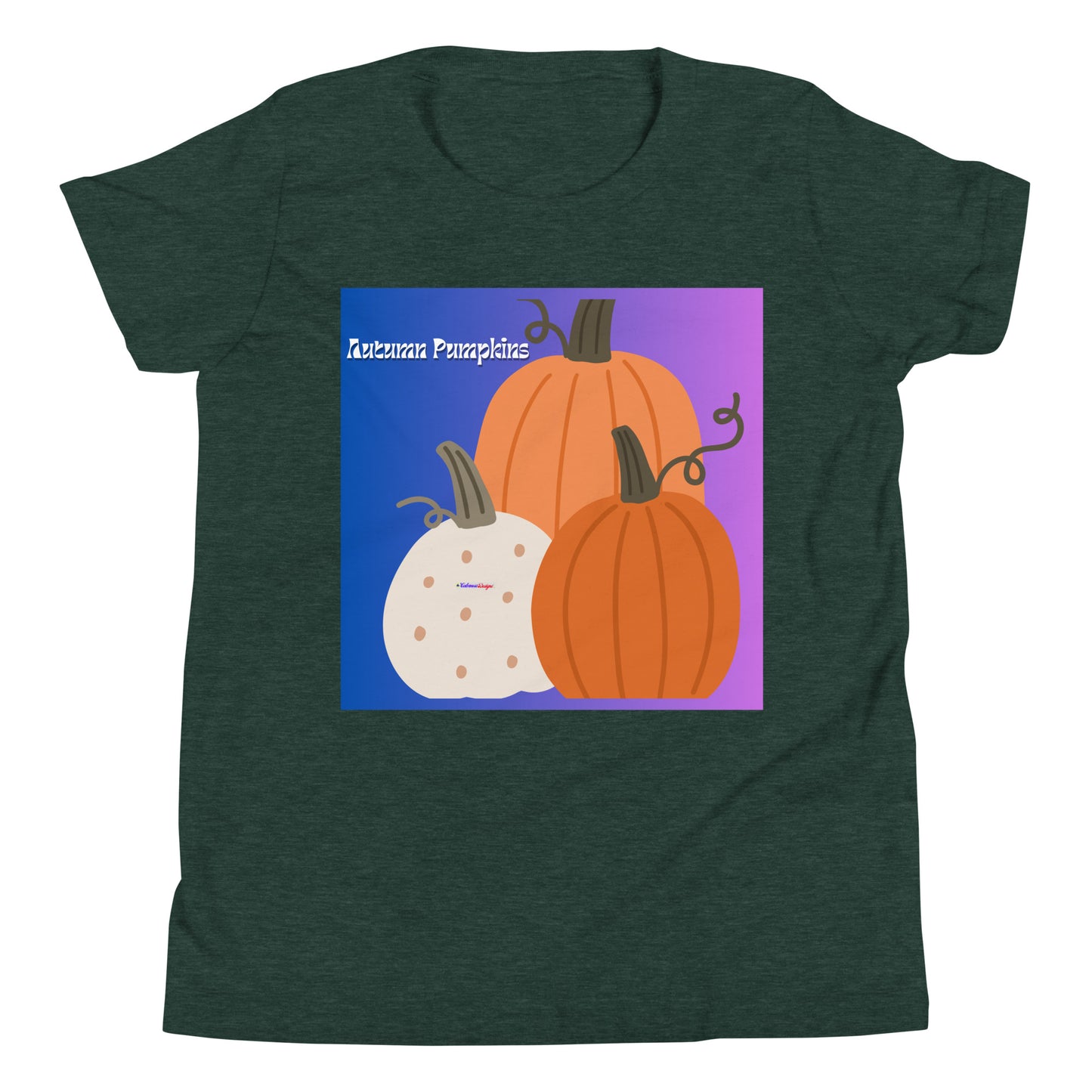 Cute Autumn Pumpkins, Three Pumpkins, CALMNESS DESIGNS, Creative Designer's, Youth Short Sleeve T-Shirt