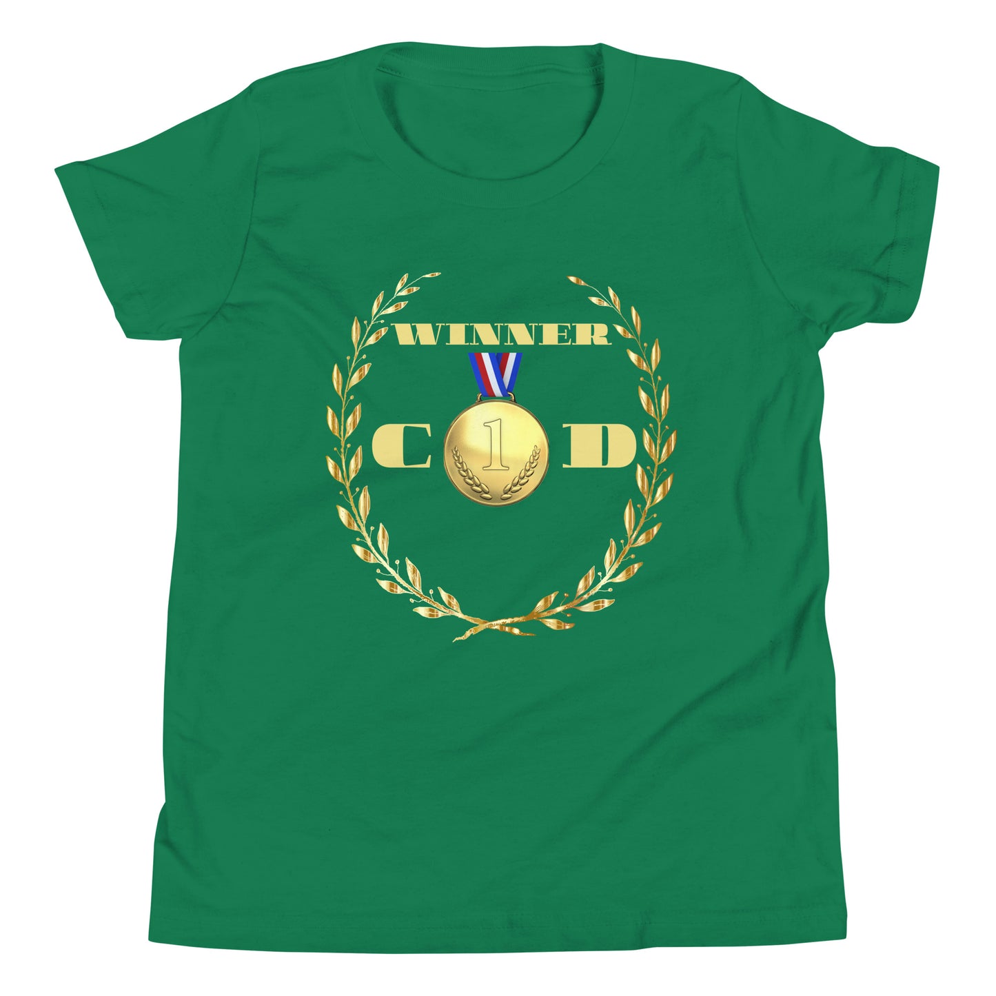 GOLD Wreath, GOLD-MEDAL, WINNER, #1 (C D), CALMNESS DESIGNS, Creative Designer's, Youth Short Sleeve T-Shirt