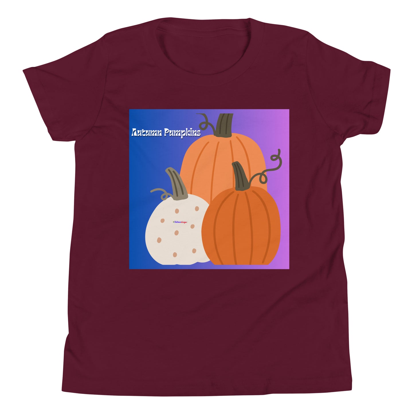 Cute Autumn Pumpkins, Three Pumpkins, CALMNESS DESIGNS, Creative Designer's, Youth Short Sleeve T-Shirt