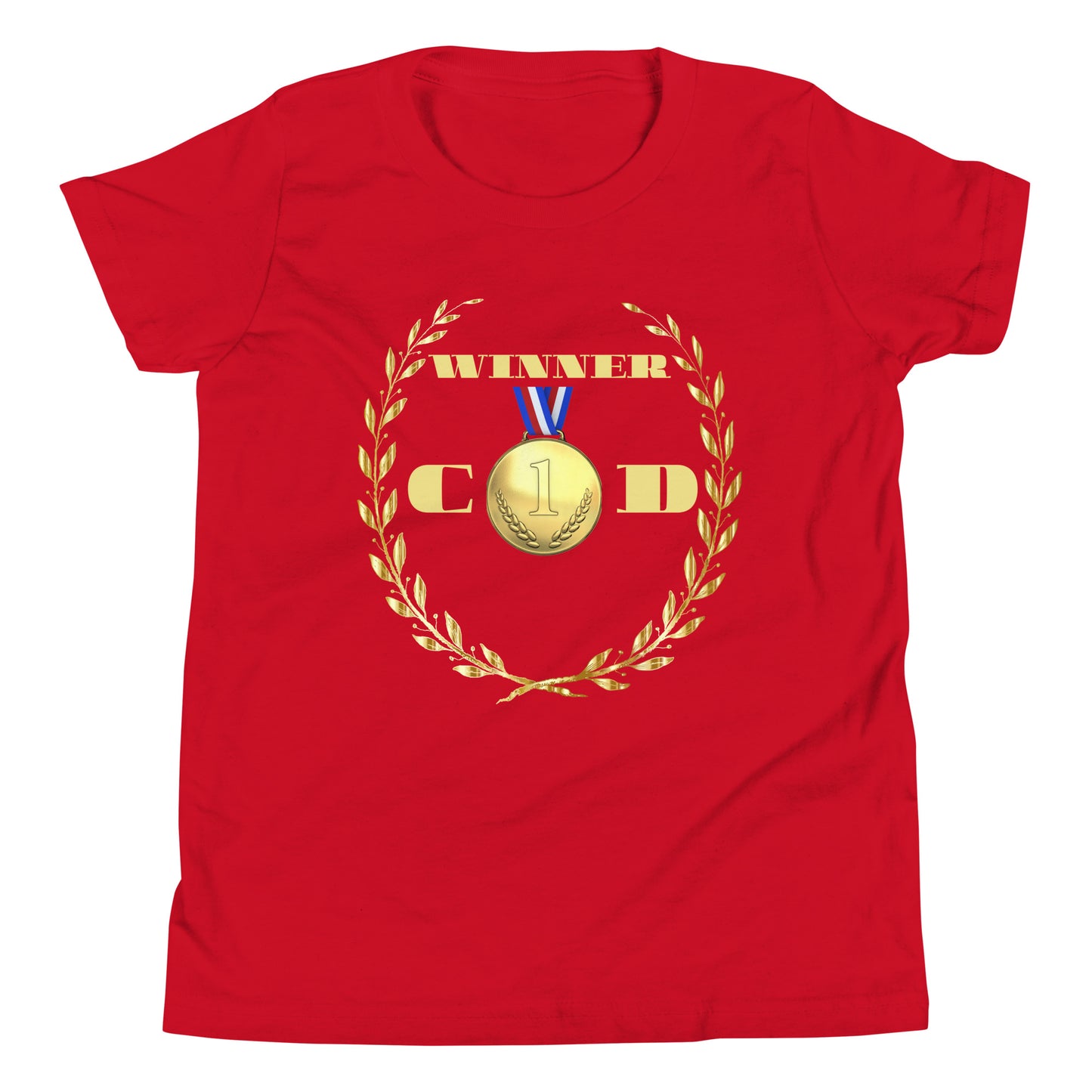GOLD Wreath, GOLD-MEDAL, WINNER, #1 (C D), CALMNESS DESIGNS, Creative Designer's, Youth Short Sleeve T-Shirt