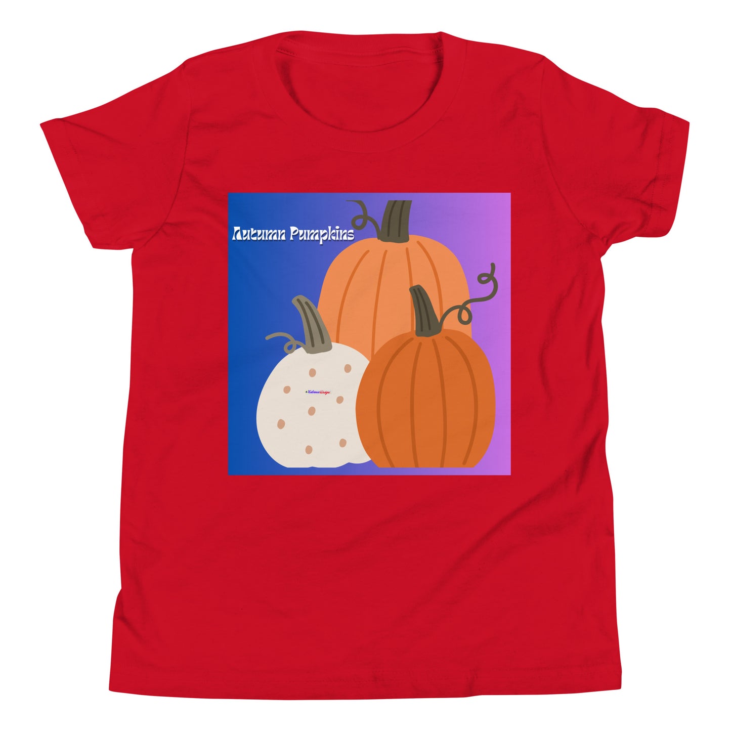Cute Autumn Pumpkins, Three Pumpkins, CALMNESS DESIGNS, Creative Designer's, Youth Short Sleeve T-Shirt