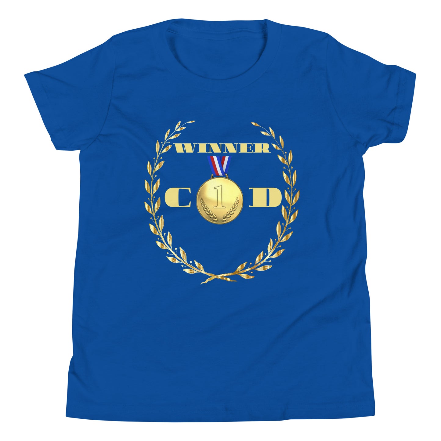 GOLD Wreath, GOLD-MEDAL, WINNER, #1 (C D), CALMNESS DESIGNS, Creative Designer's, Youth Short Sleeve T-Shirt
