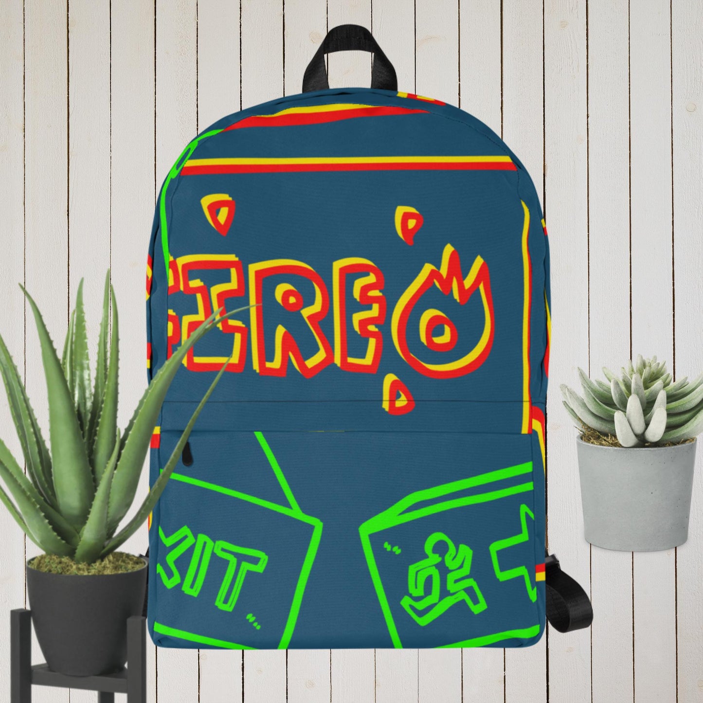 Fire, Exit, Running, Backpack
