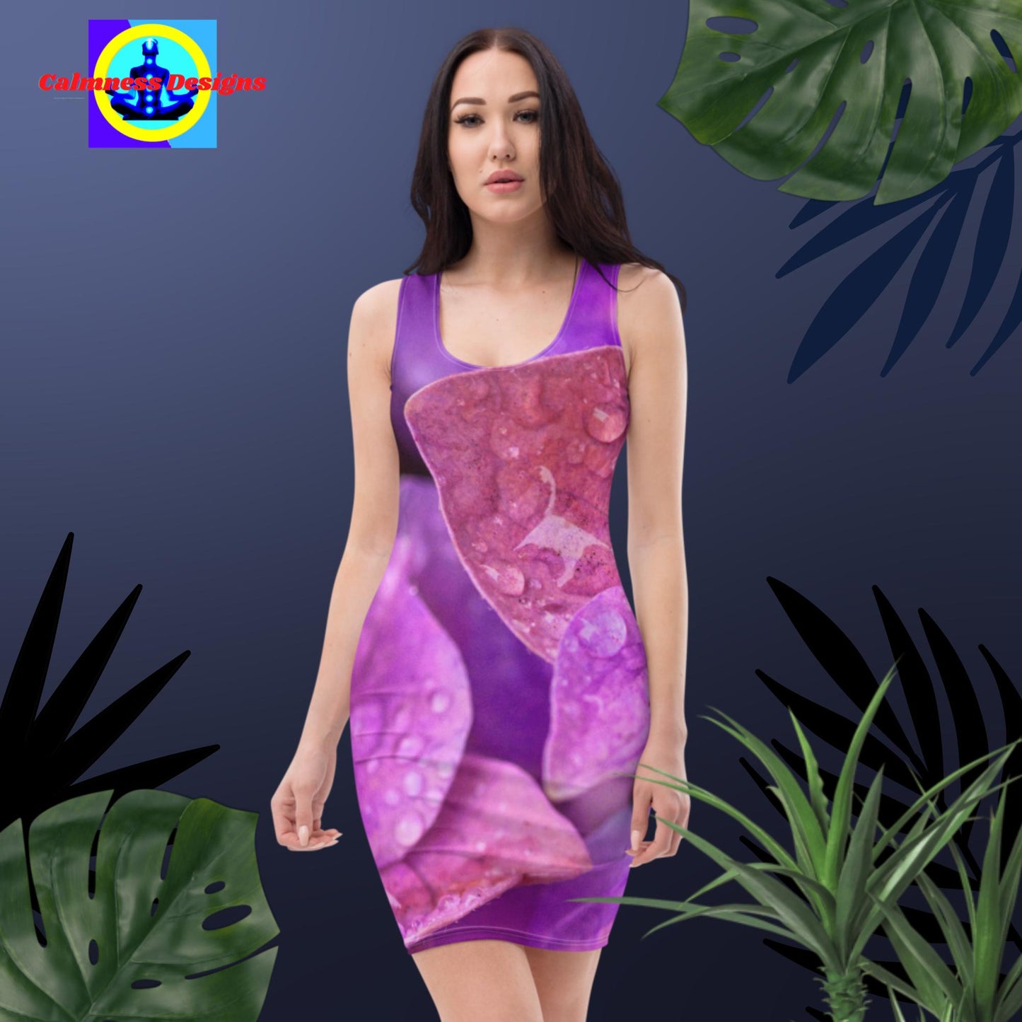 Wet Hydrangea Flowers, Sublimation Cut & Sew Dress