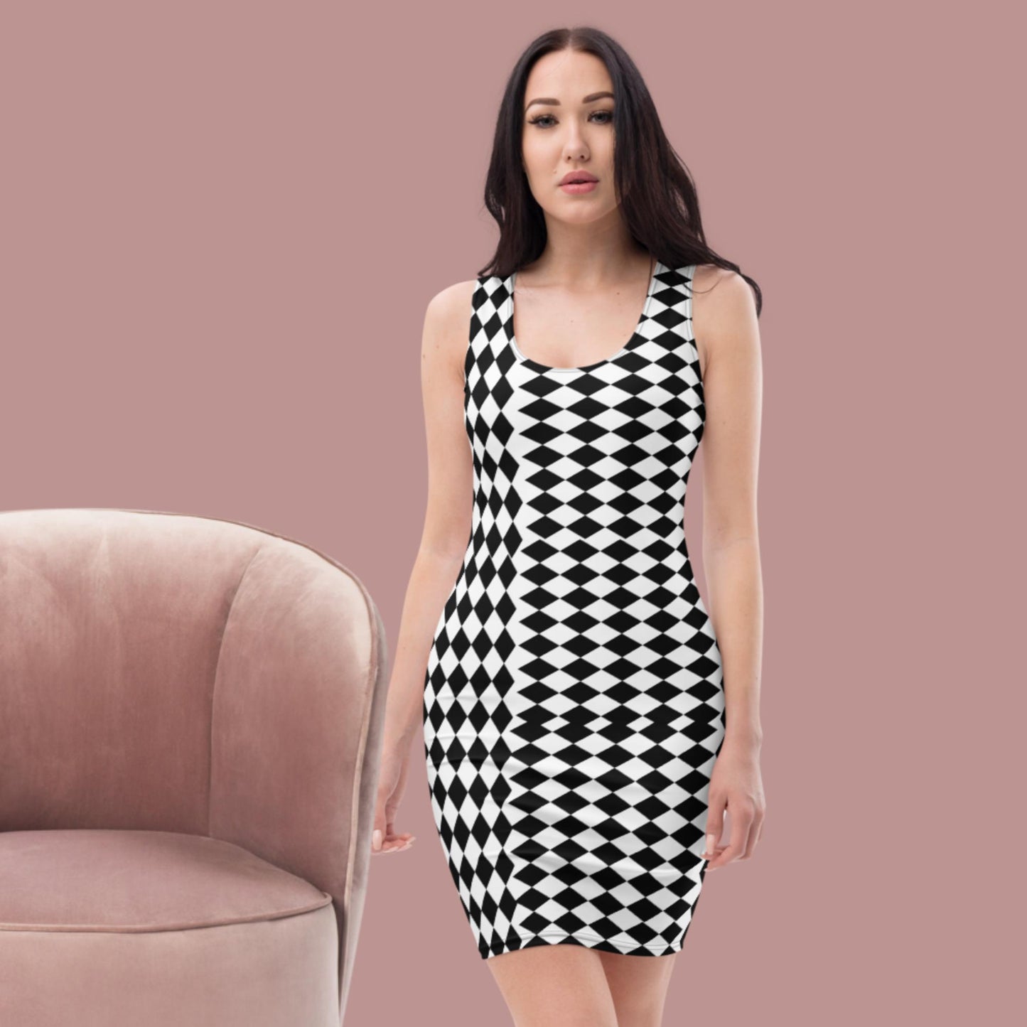 Checkered Diamond Sublimation Cut & Sew Dress