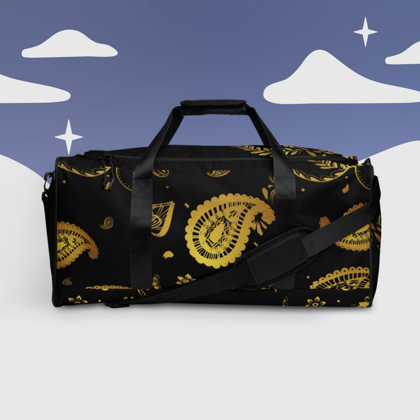 Gold Paisley, Calmness Designs Creative, Duffle bag