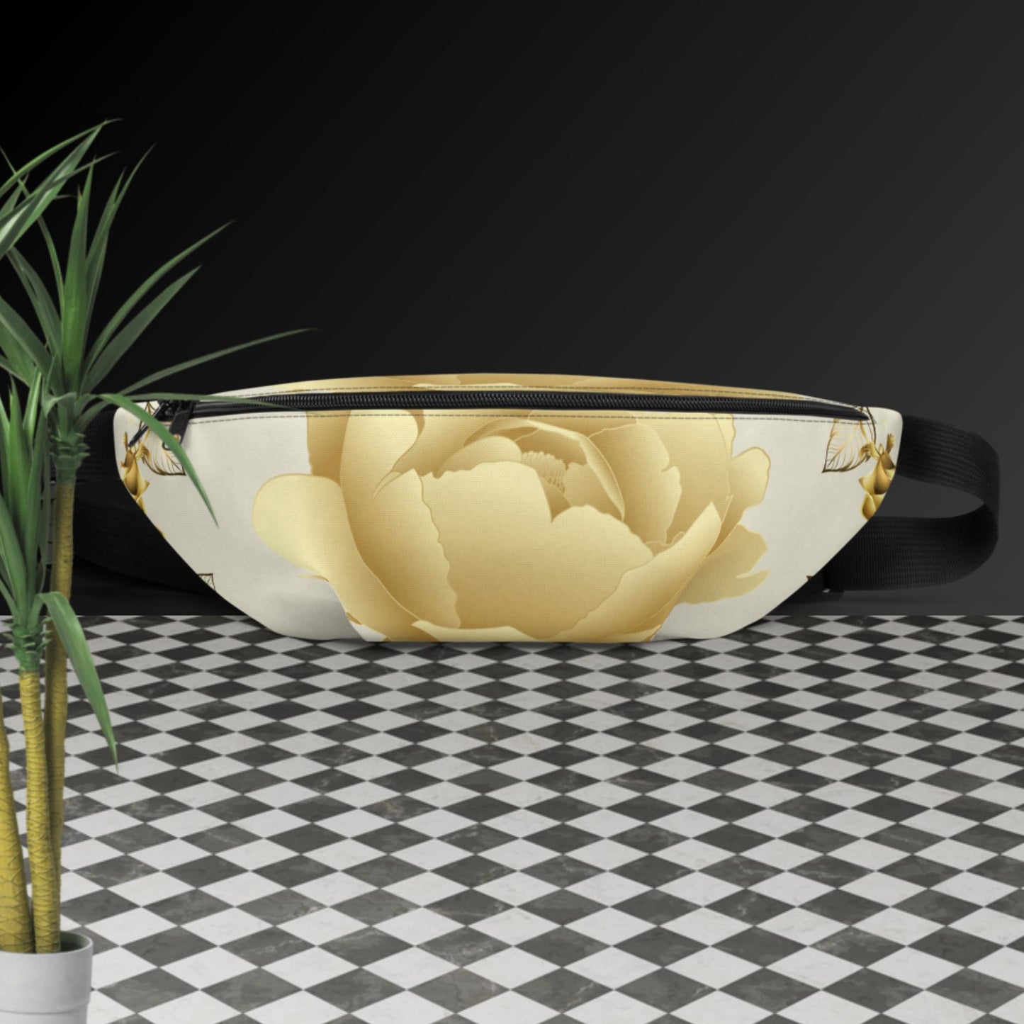 Simmetric Garland Of Gold Roses, Fanny Pack