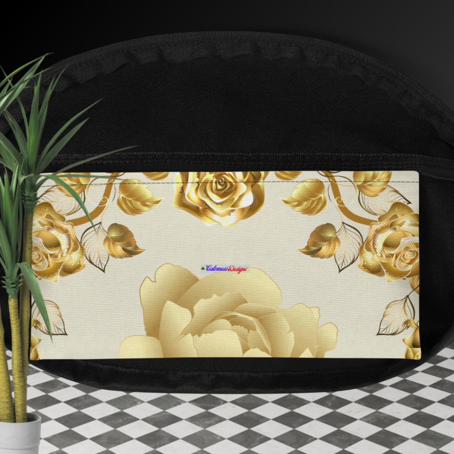 Simmetric Garland Of Gold Roses, Fanny Pack