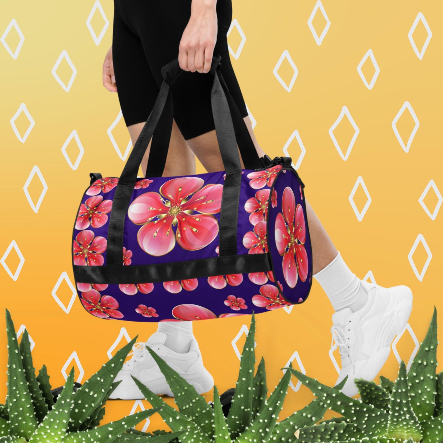 Red Skura Flowers, All-over print gym bag