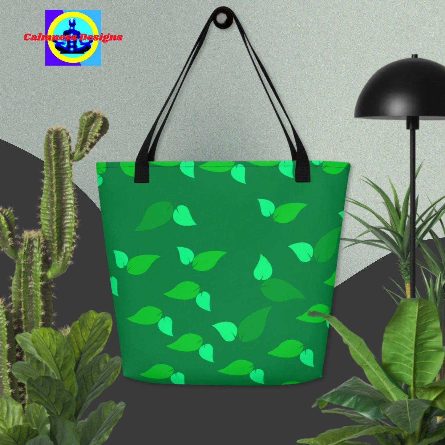 Beautiful Green Leaves, All-Over Print Large Tote Bag