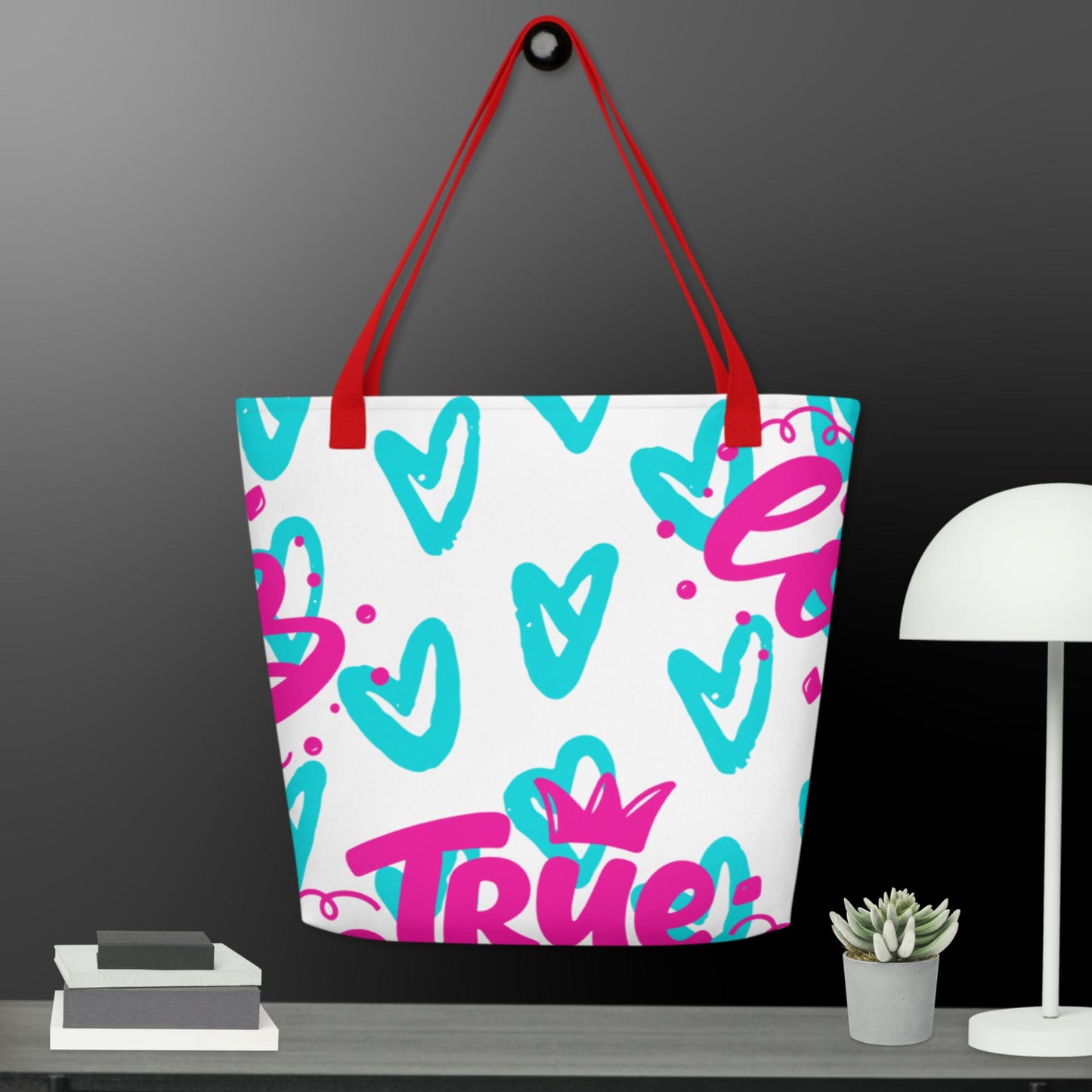 True Love, Hearts, All-Over Print Large Tote Bag