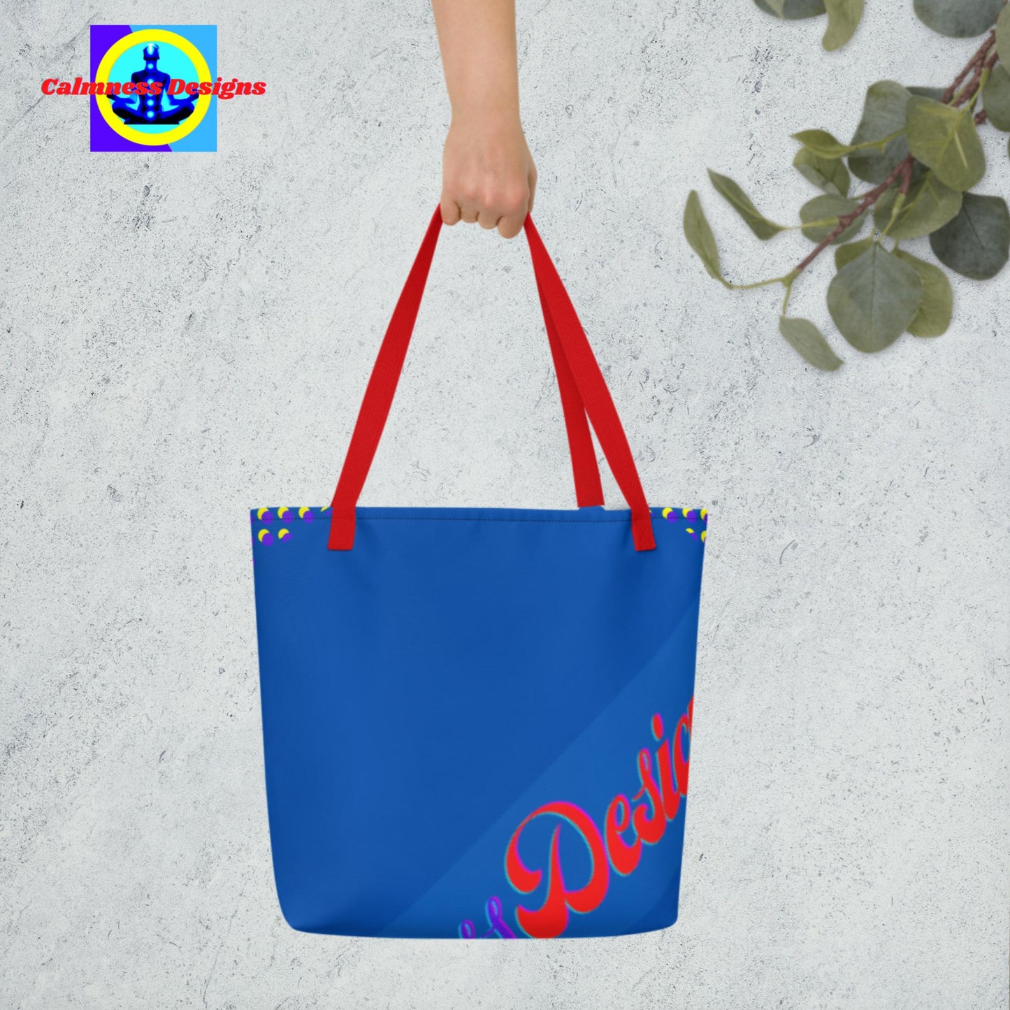 Calmness Designs, Designer's Styles, All-Over Print Large Tote Bag