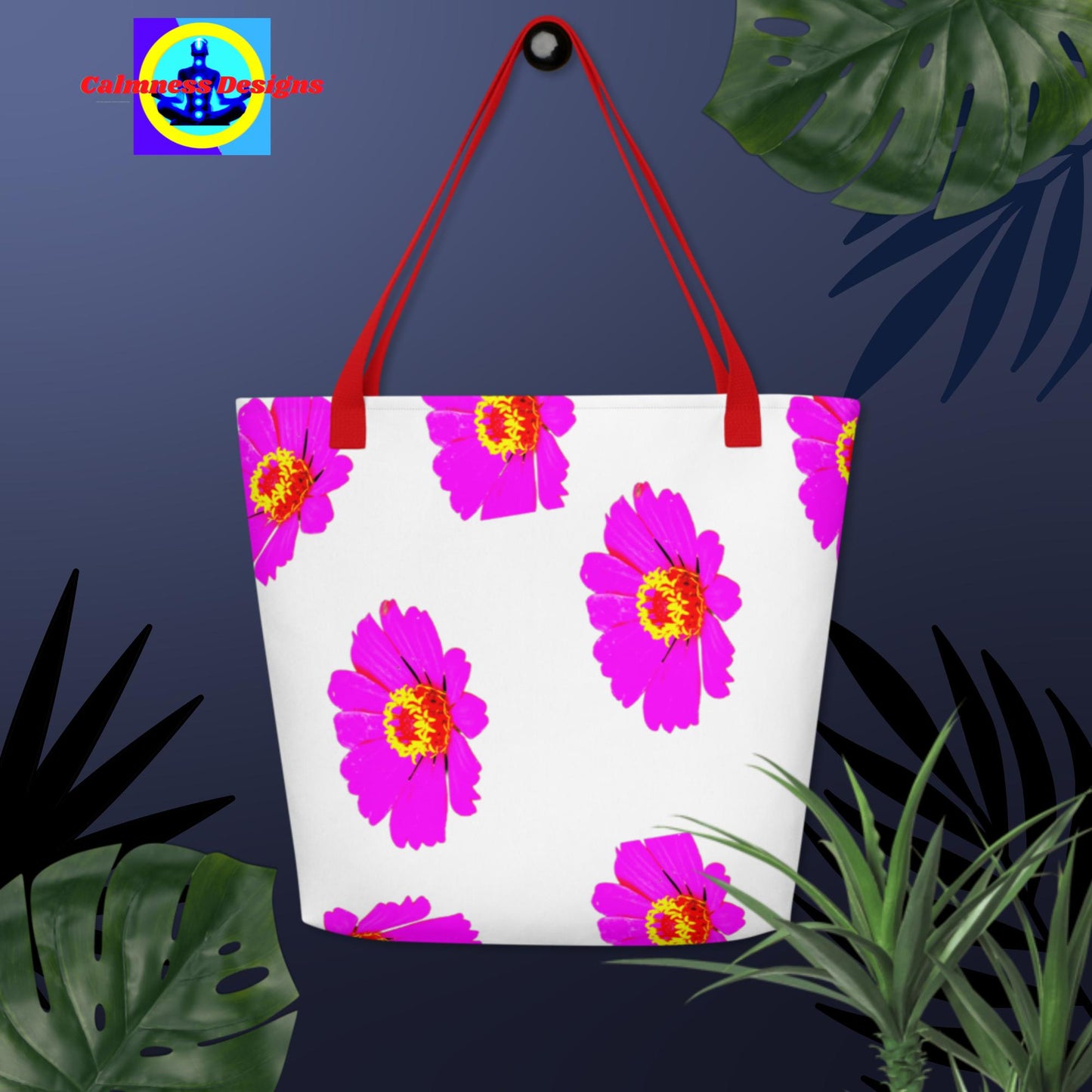 Organic Pink-Roses, Designer's Styles, All-Over Print Large Tote Bag