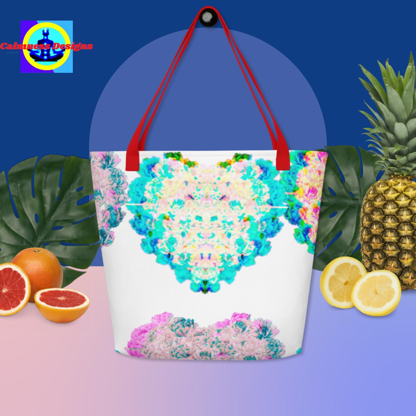 Hearts of Flowers for Valentines, All-Over Print Large Tote Bag