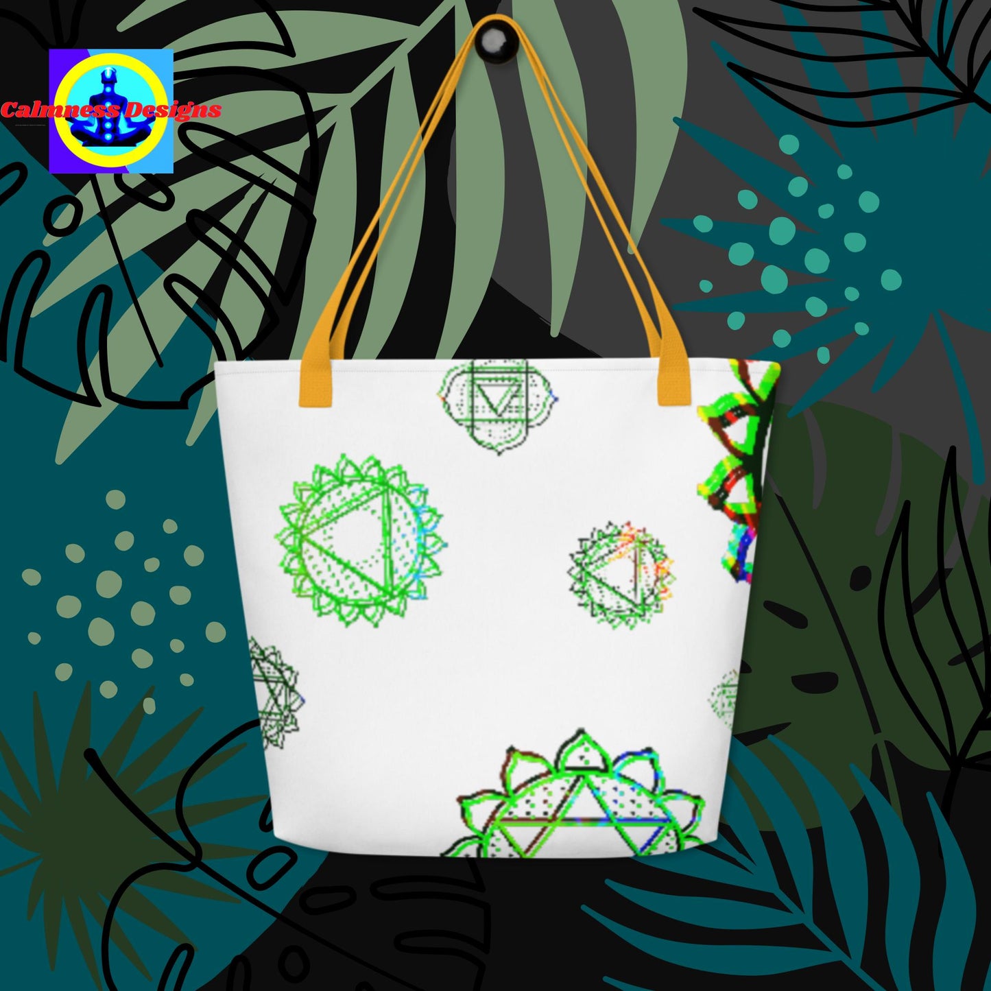 Dotted Muladhara Line Chakra Symbol, All-Over Print Large Tote Bag