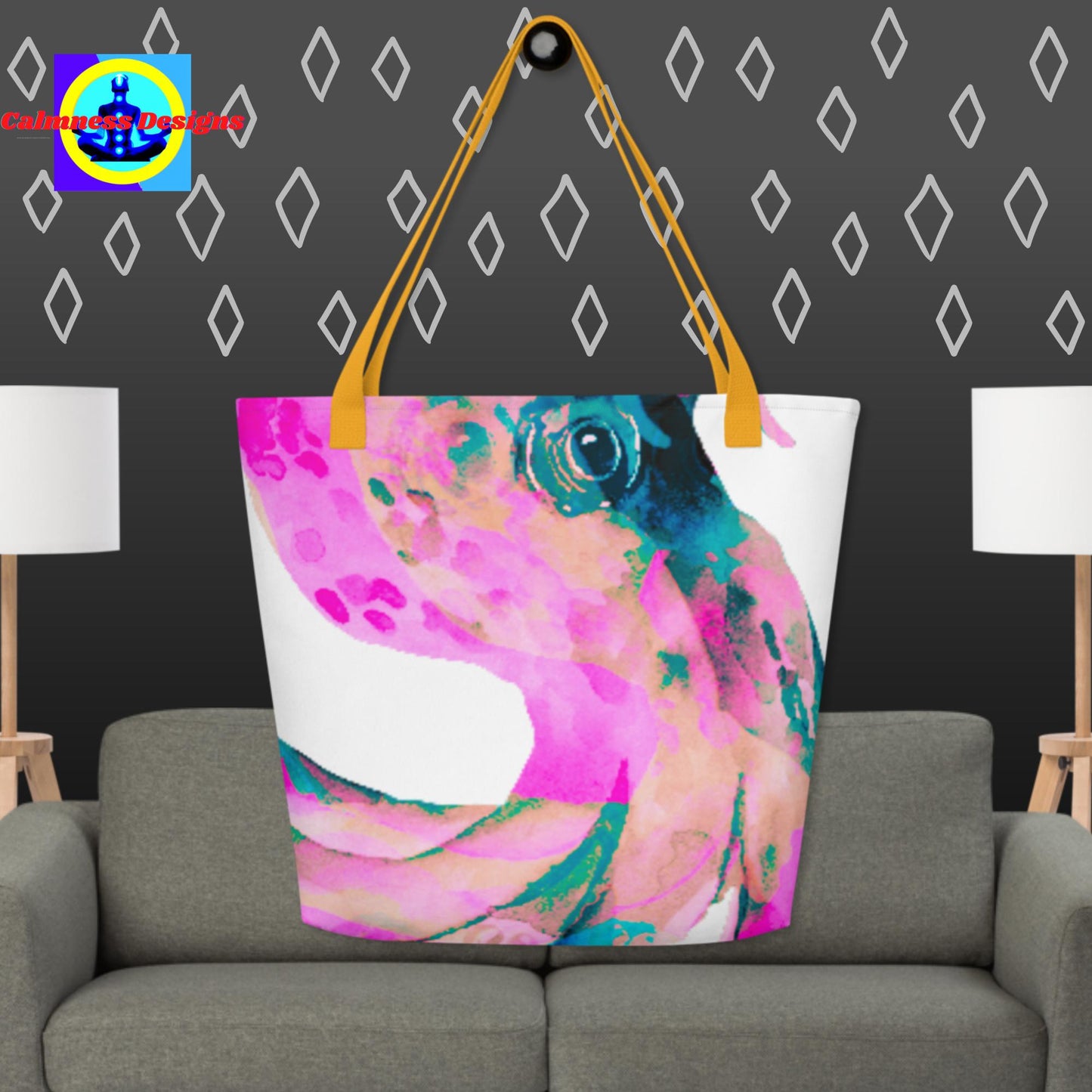 Octopus, Deep Meditation, All-Over Print Large Tote Bag