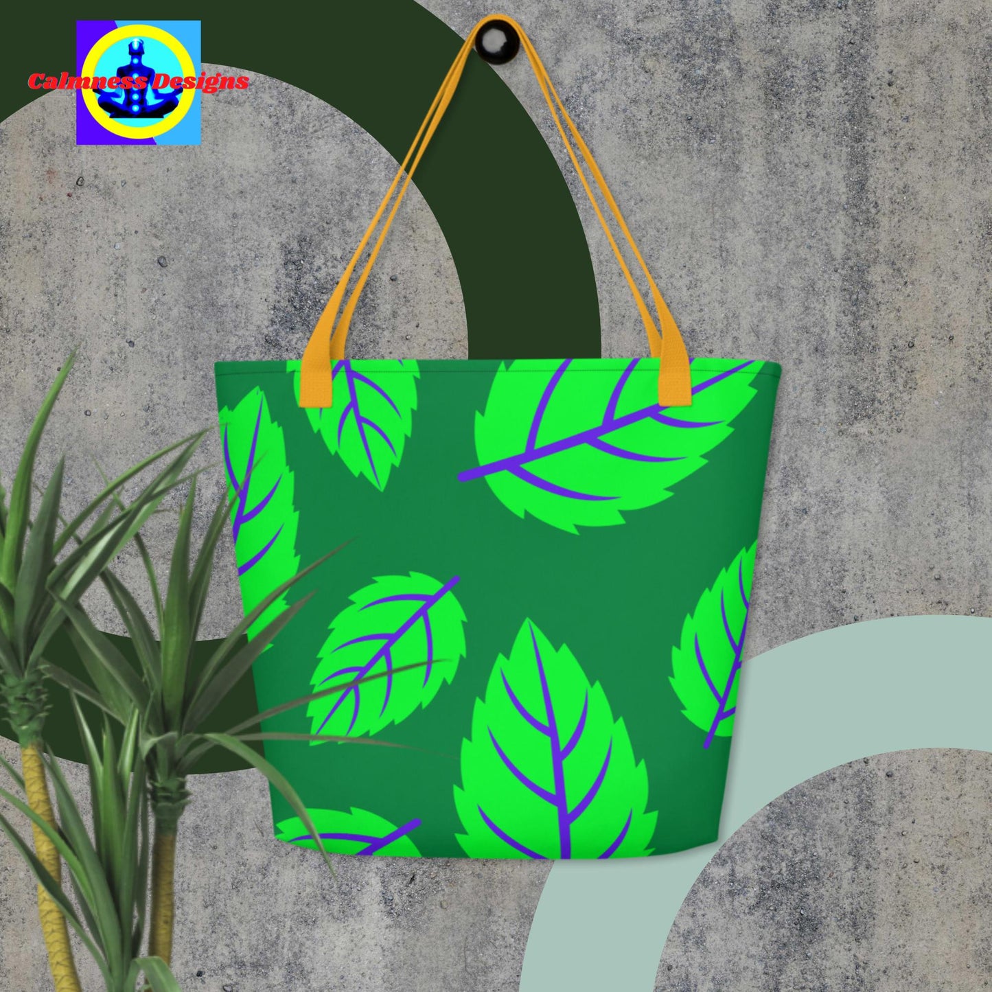 Beautiful Green Leaves, All-Over Print Large Tote Bag