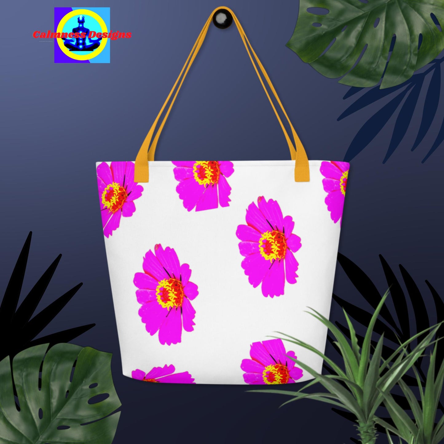 Organic Pink-Roses, Designer's Styles, All-Over Print Large Tote Bag