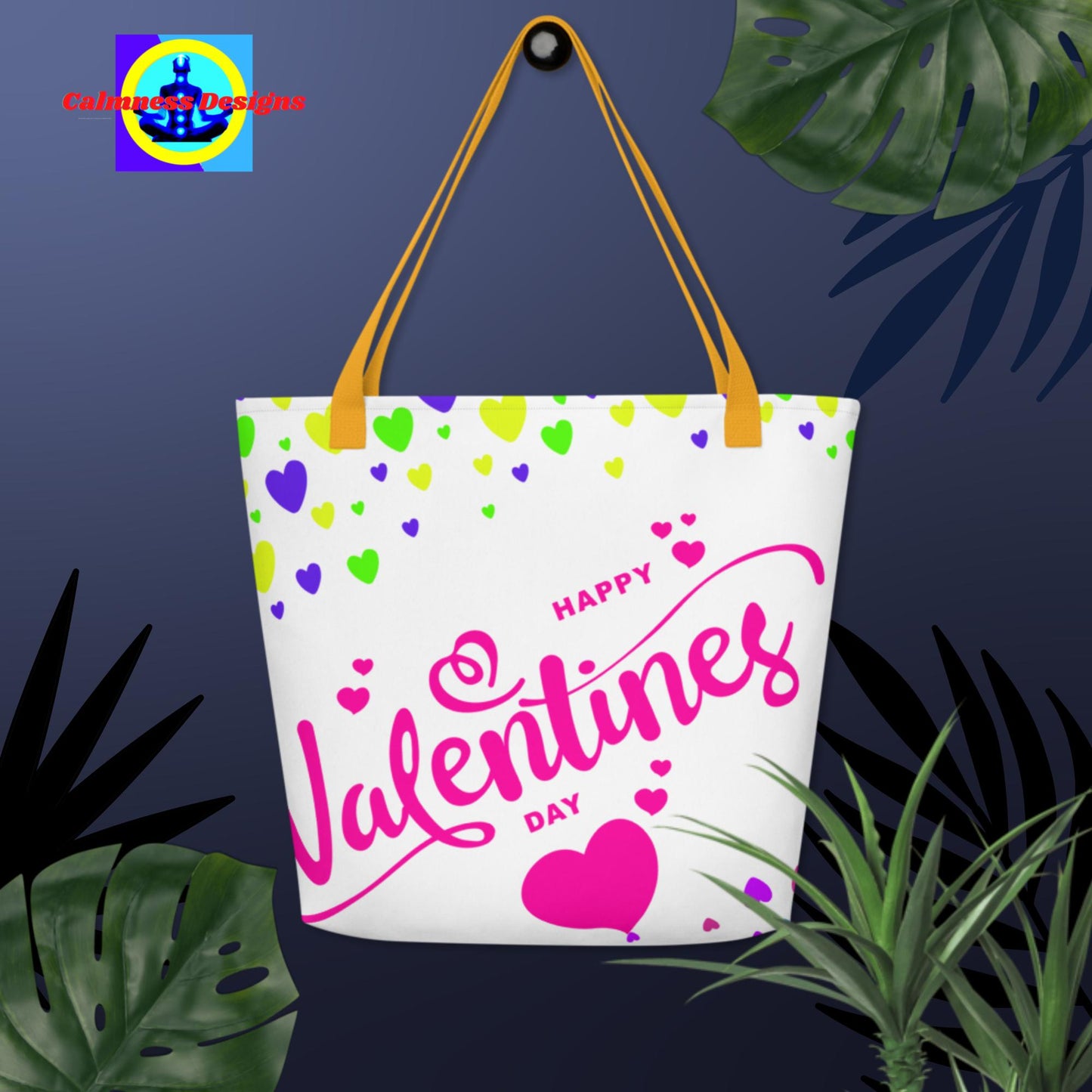 Happy Valentines Day, Hearts, All-Over Print Large Tote Bag