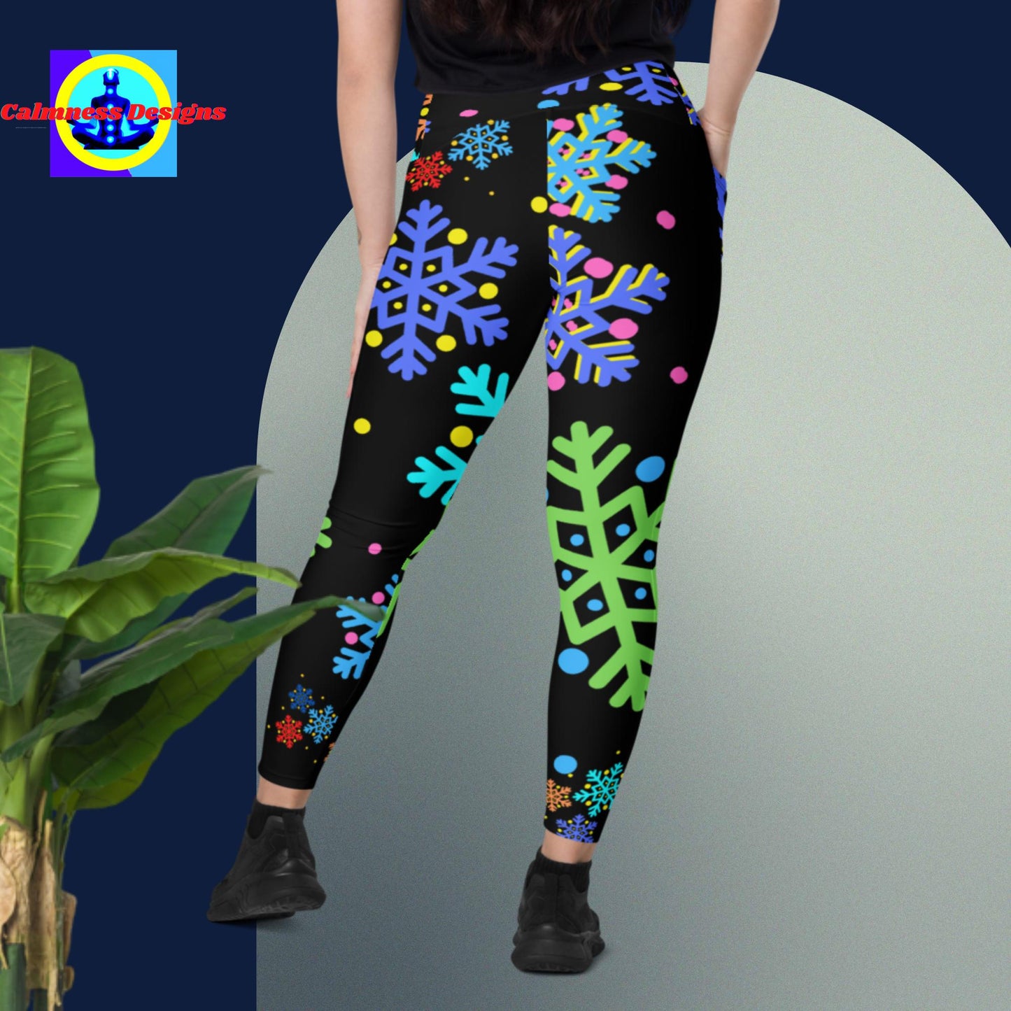 Christmas Elements Snow Flakes, Leggings with pockets