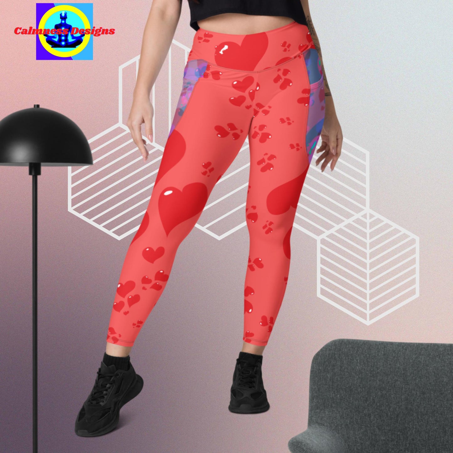 Red-Hearts for Valentines, Leggings with pockets